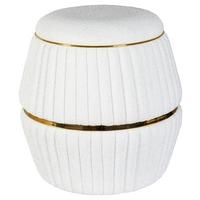 HOCKER DORIC 235 - Weiss/Goldfarben, Design, Textil (51,5/53cm) - Kayoom