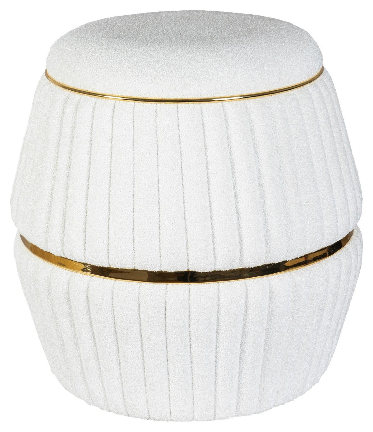 HOCKER DORIC 235 - Weiss/Goldfarben, Design, Textil (51,5/53cm) - Kayoom