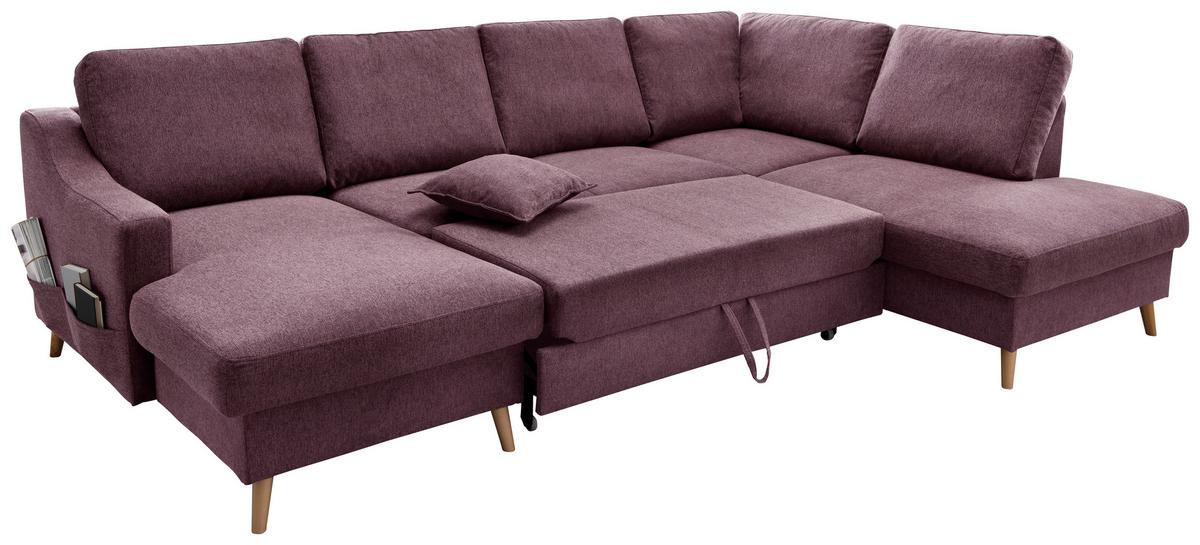 Wohnlandschaft Valentina Bordeaux Struktur - Bordeaux/Naturfarben, KONVENTIONELL, Holz/Textil (150/301/200cm) - P & B