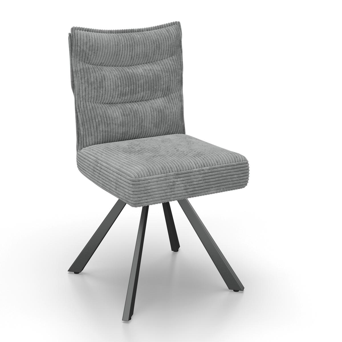 Stol Fina, Siva, Rebrasti Žamet - temno siva/siva, Moderno, kovina/tekstil (49/91/64cm) - Bessagi Home