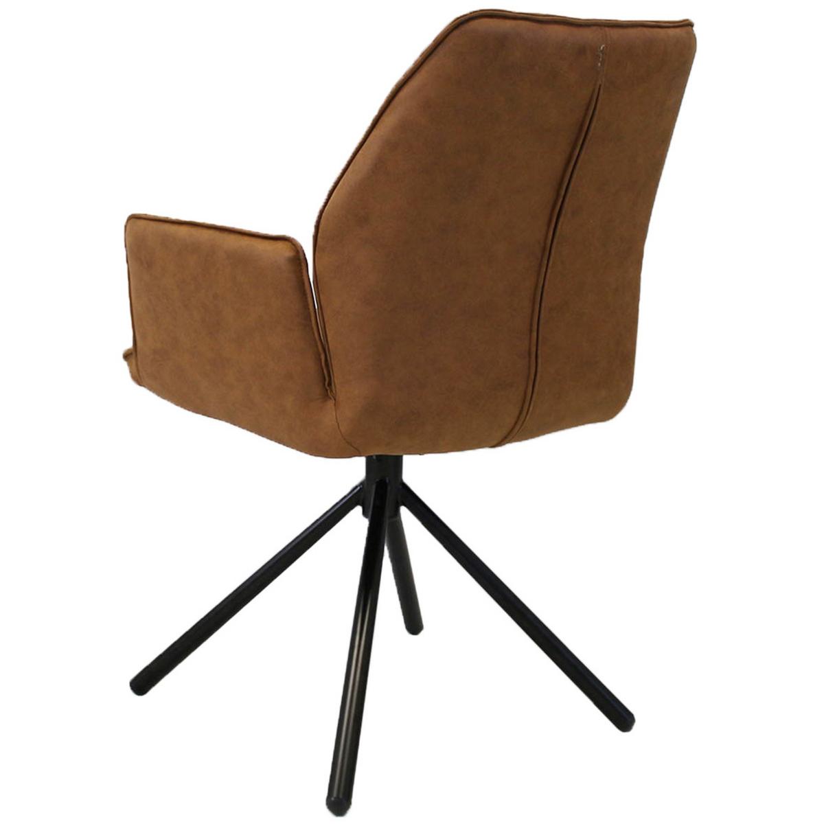 Armlehnstuhl Donny ca. 58x92 cm Cognac - Cognac/Haselnussfarben, LIFESTYLE, Textil/Metall (58/92/52cm) - MID.YOU