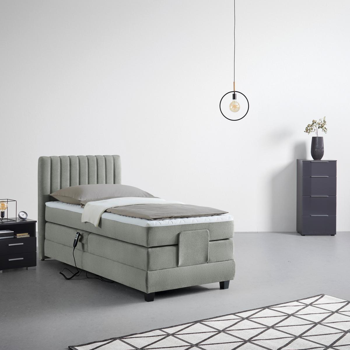 PAT BOXSPRING DIXON - gri, Konventionell, lemn/textil (90/200cm) - Premium Living
