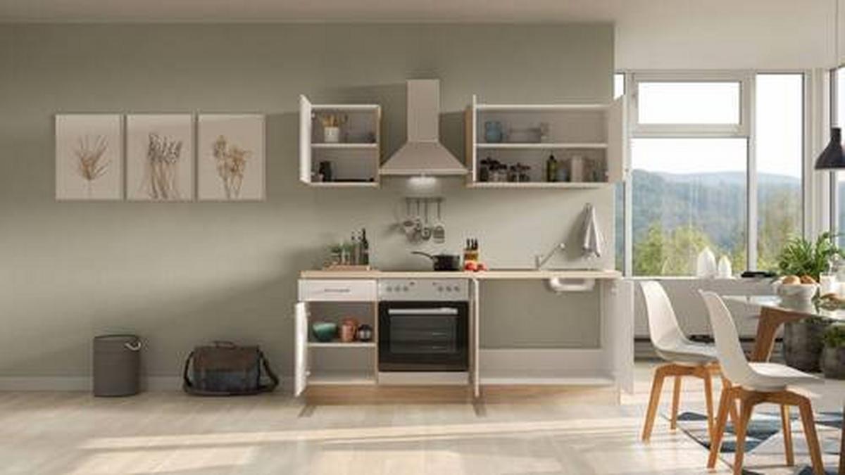 Kuhinjski Blok Nepal - barve nerjavečega jekla/kašmir, Moderno, kovina/leseni material (210cm) - FlexWell