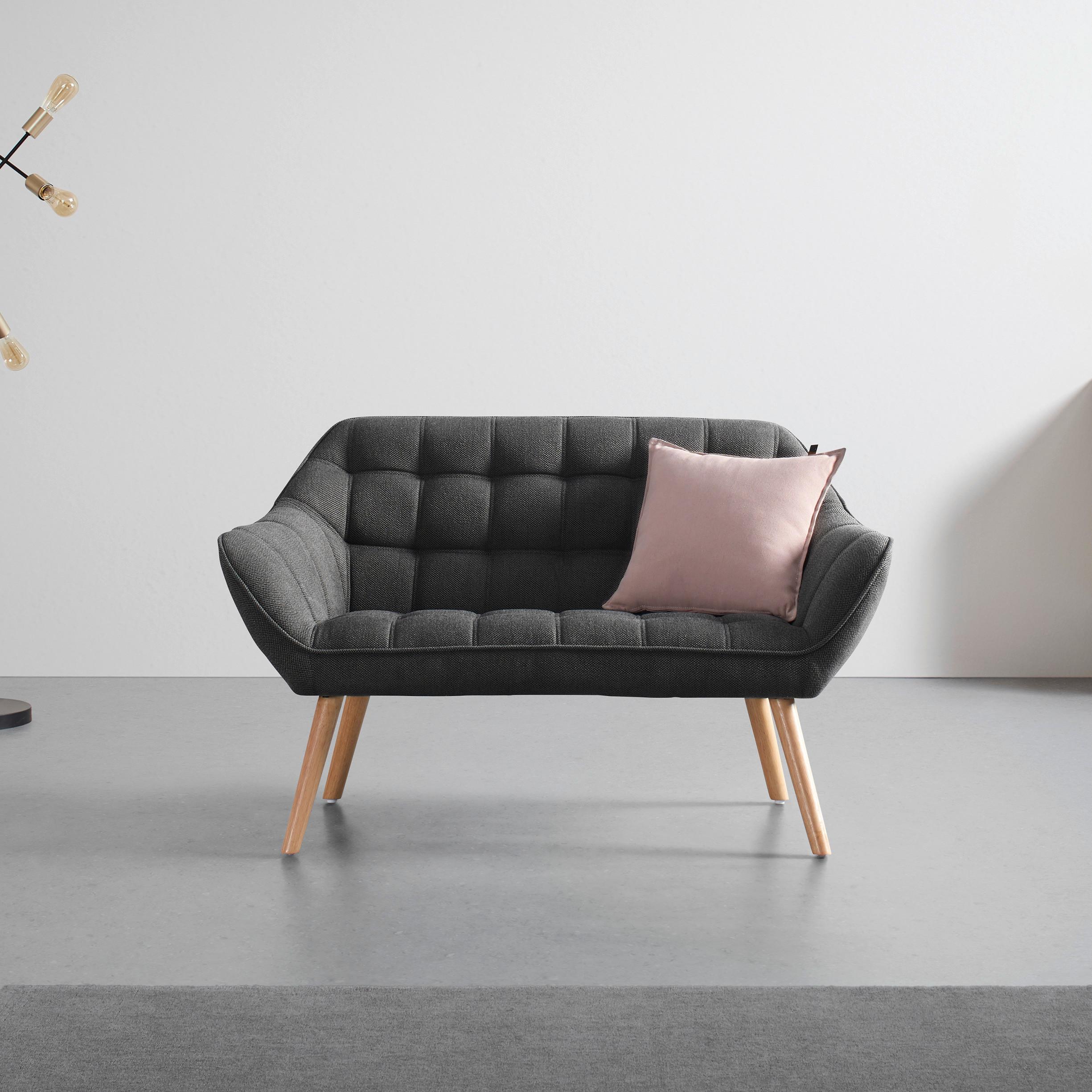 Sofa dunkelgrau "Monique" - Dunkelgrau, Modern, Holz/Textil (127/76/74cm) - Bessagi Home