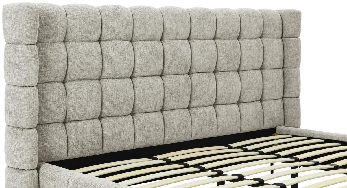 Oblazinjena Postelja Stitch, Siva, 180x200cm - siva/črna, Design, kovina/tekstil (218/116/222cm) - Livetastic