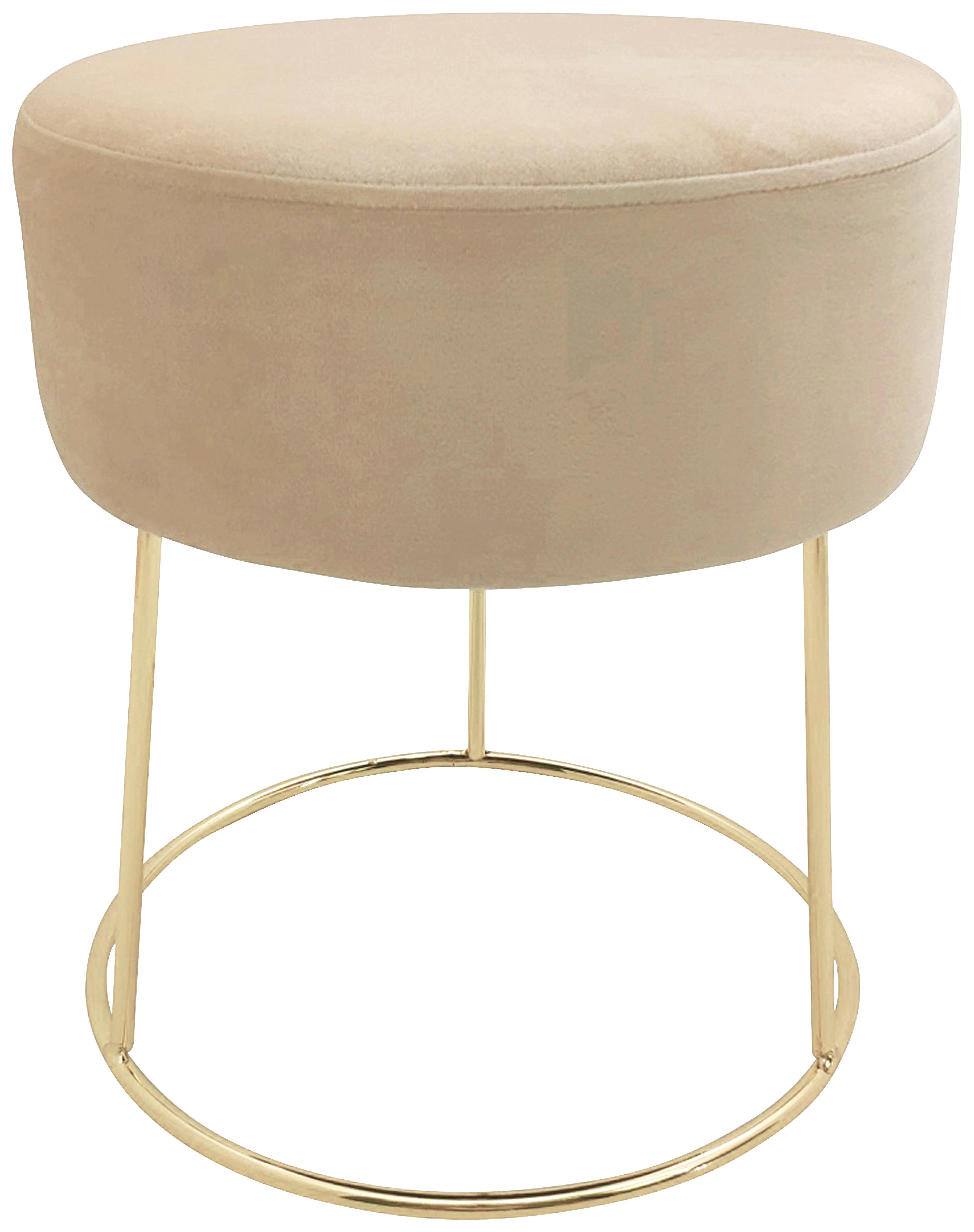 Hocker Marilyn Creme Samt - Goldfarben/Creme, Design, Textil/Metall (35,5/40,5/35,5cm) - Echtwerk