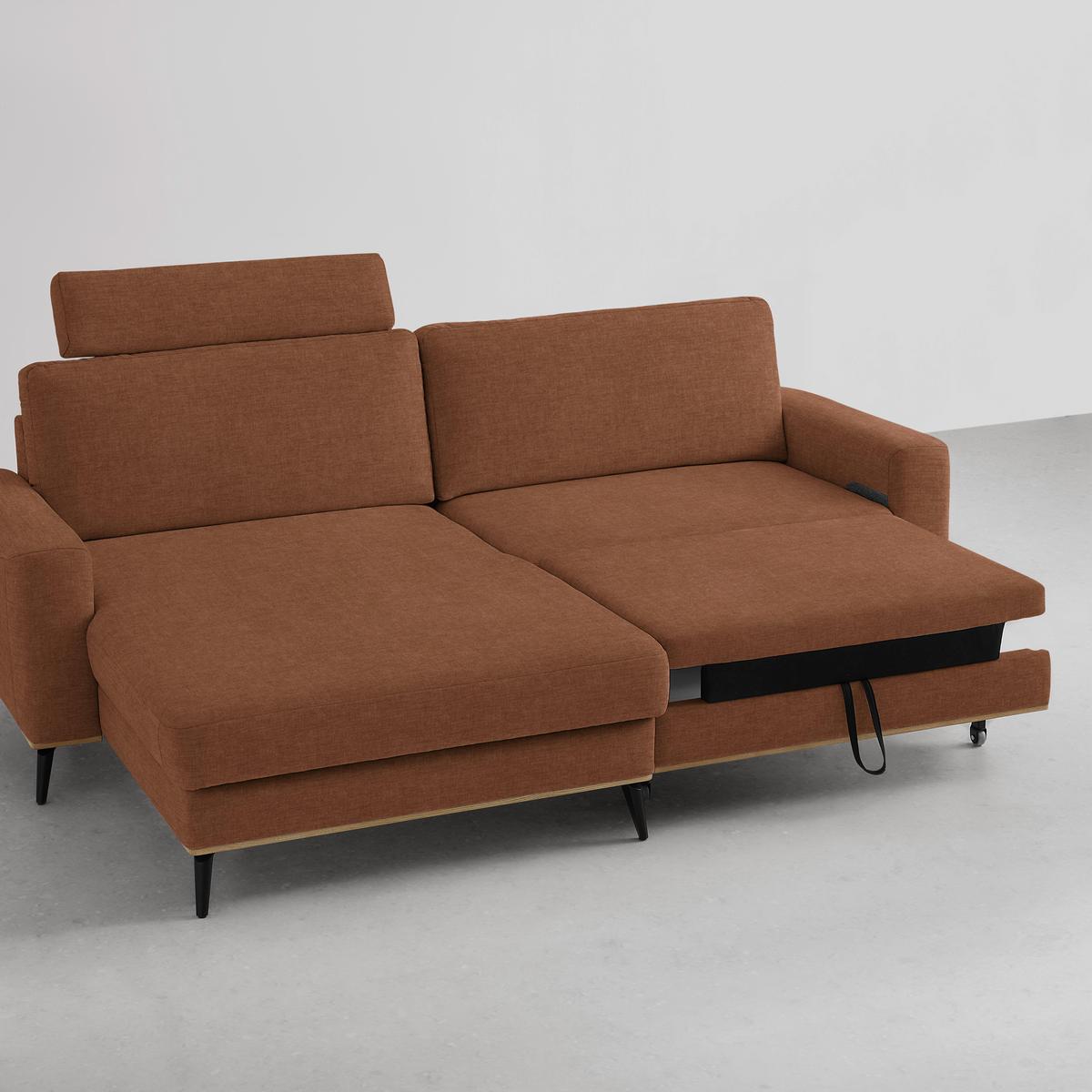 Wohnlandschaft Romeo Rostfarben - Rostfarben/Schwarz, KONVENTIONELL, Holz/Textil (167/87/234cm) - Zandiara