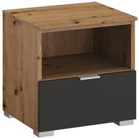 Nočna Omarica Lima, Barva Grafita, Barva Hrasta - barve aluminija/barve grafita, Trend, kovina/leseni material (40/42/42cm) - Stylife