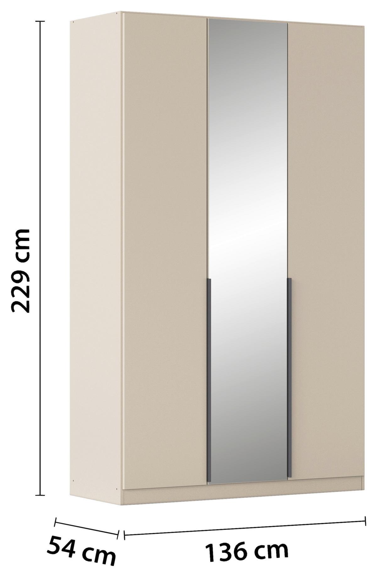 Drehtürenschrank Alabama Champagner - Champagner/Grau, MODERN, Holzwerkstoff/Metall (136/229/54cm) - Rauch Möbel