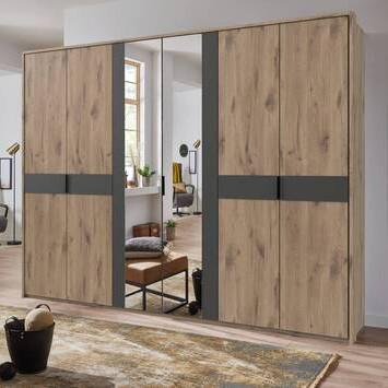 Drehtürenschrank Bergamo Graphit-/Eichefarben - Eichefarben/Graphitfarben, KONVENTIONELL, Glas/Holzwerkstoff (270/208/58cm) - Based