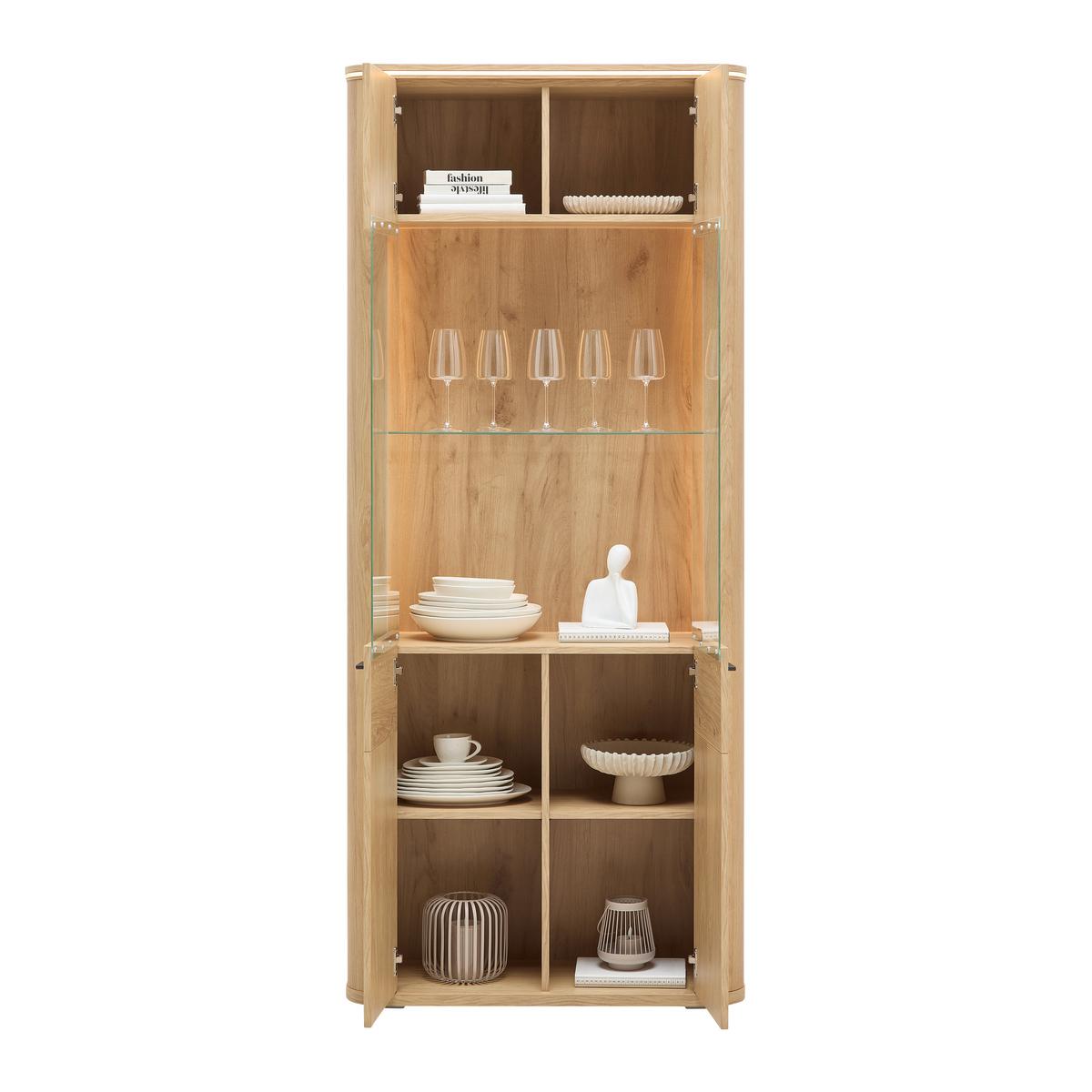 Vitrine Lagos Eichefarben - Eichefarben/Anthrazit, MODERN, Glas/Holzwerkstoff (89,2/209,5/37,5cm) - Premium Living
