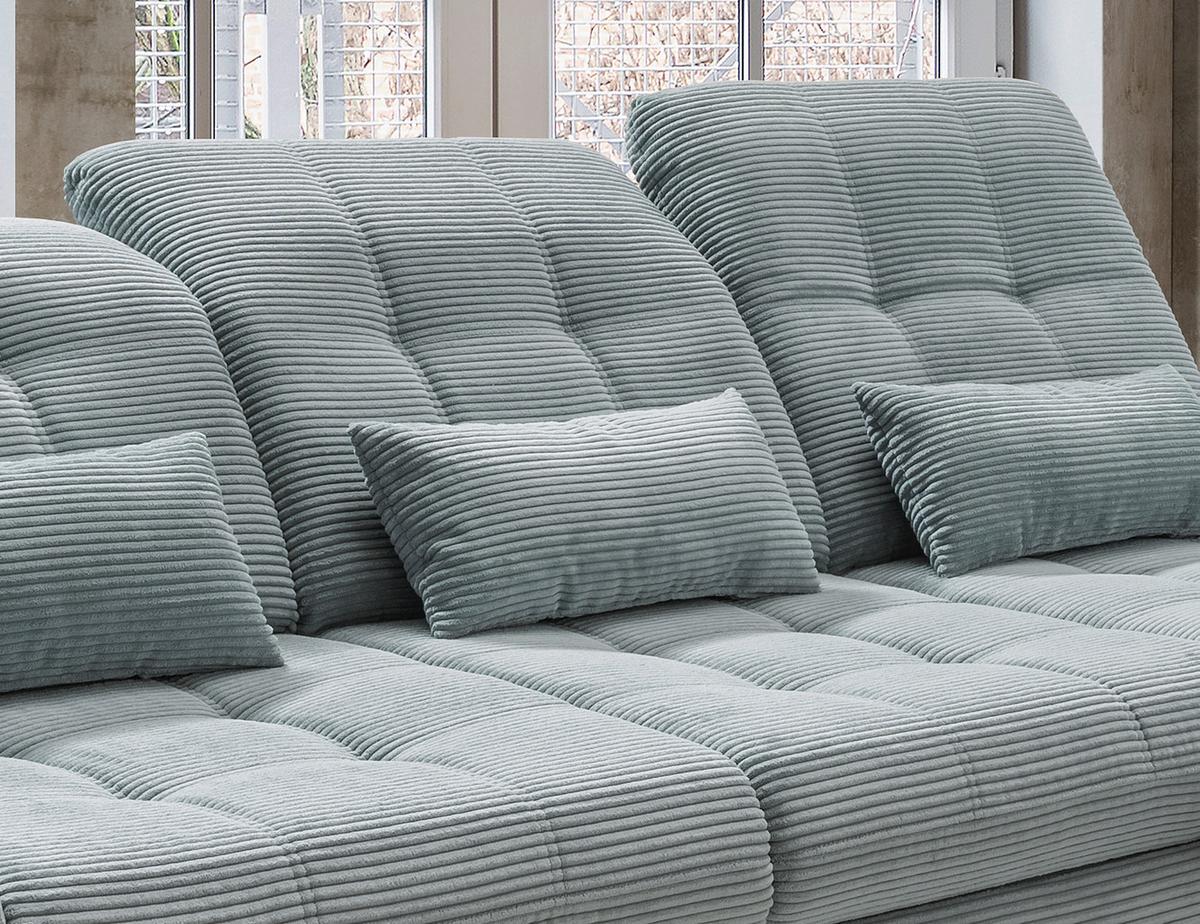 Ecksofa mit Bettkasten Rigatti ca. 314x184 cm Hellblau - Schwarz/Hellblau, MODERN, Textil/Metall (314/184cm) - Livetastic