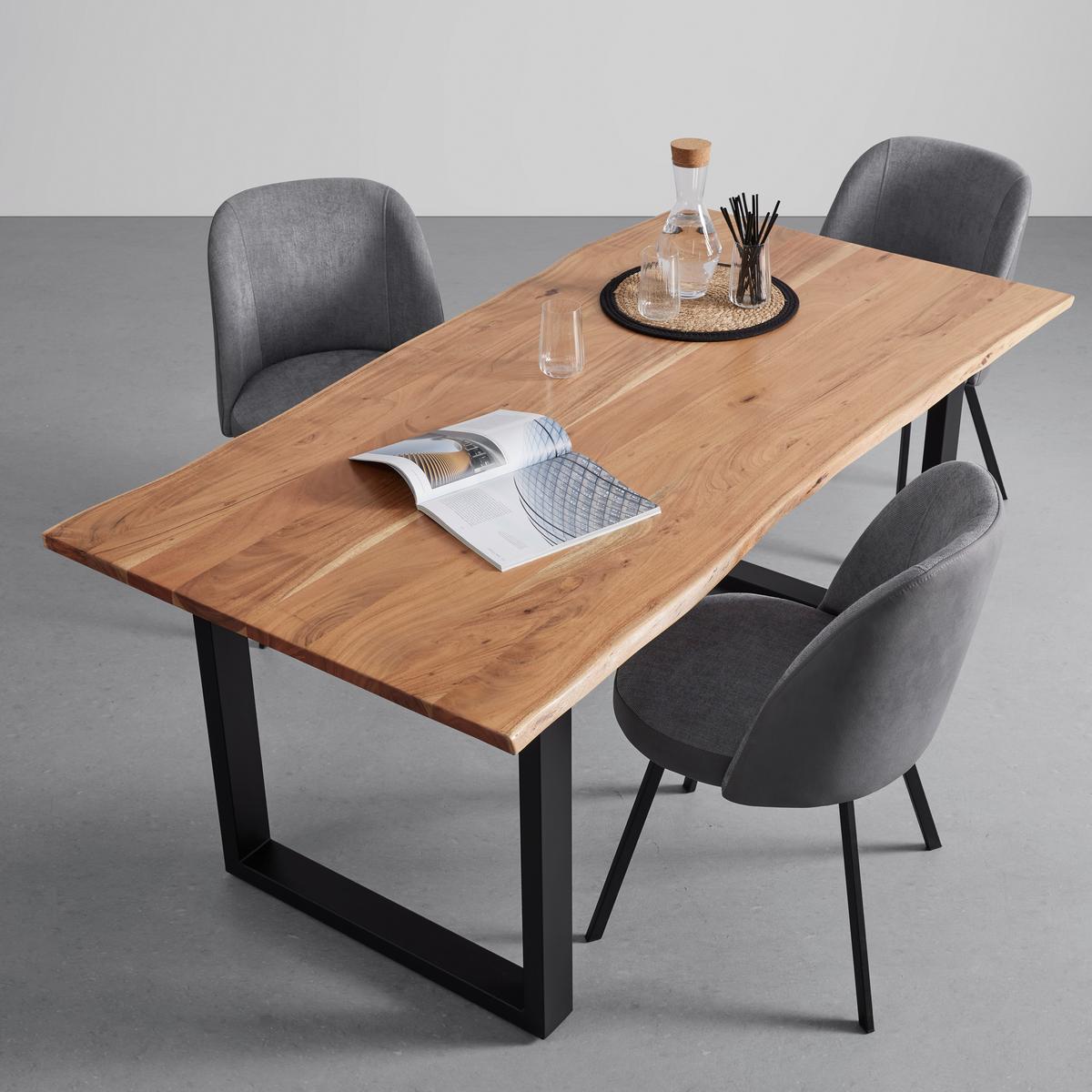 Jedilna Miza Malmo, Les Akacije, 180x90 Cm - črna/barve akacije, Moderno, kovina/les (180/90/76cm) - Bessagi Home