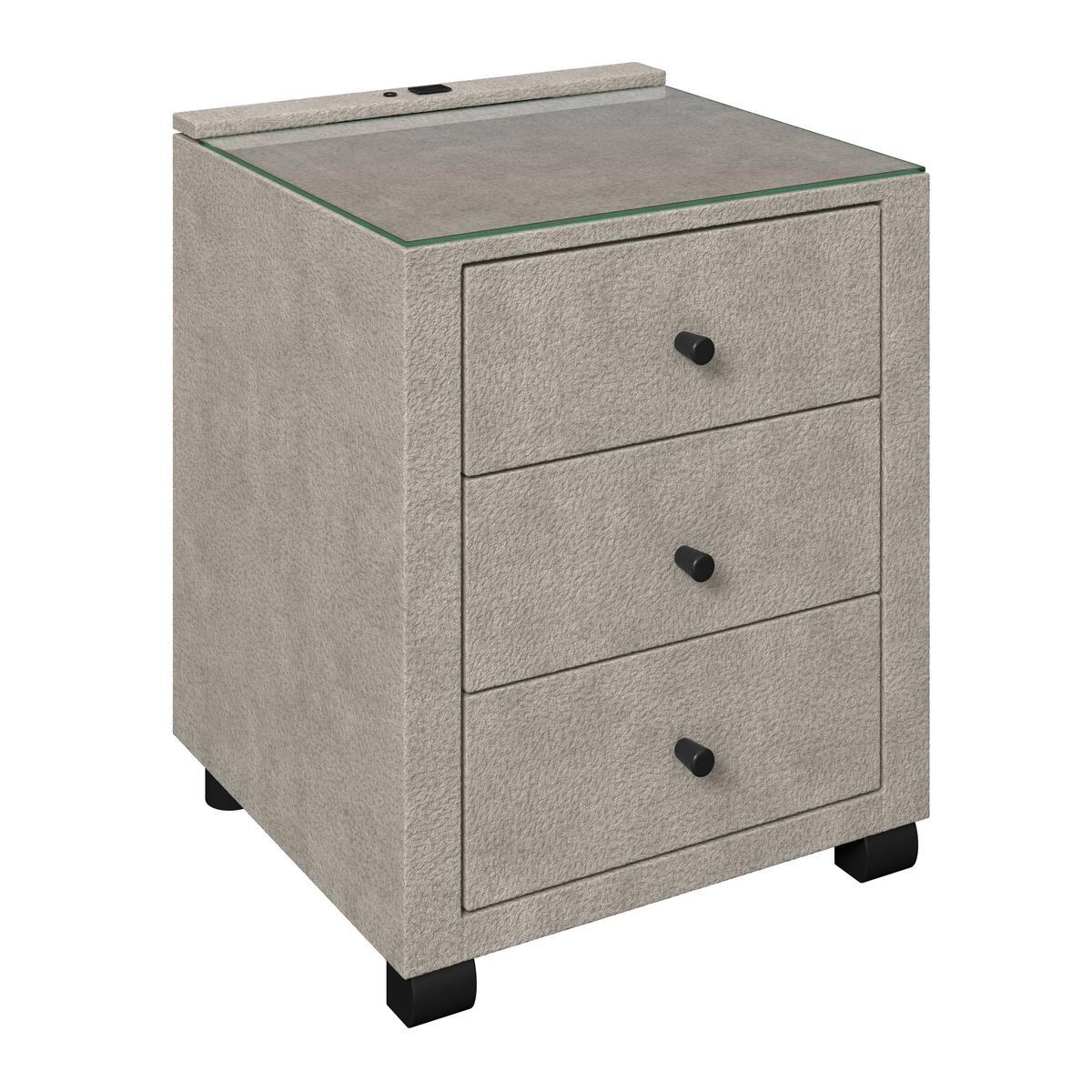 Noćni Ormarić Elysia - prirodne boje, Trend, staklo/drvni materijal (48/68/45,5cm) - Premium Living