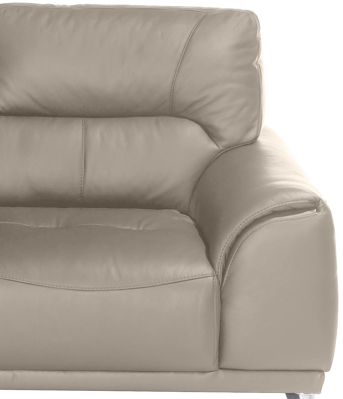 Zweisitzer-Sofa "Frisco" , sandfarben - Sandfarben/Chromfarben, MODERN, Textil/Metall (166/92/96cm) - MID.YOU
