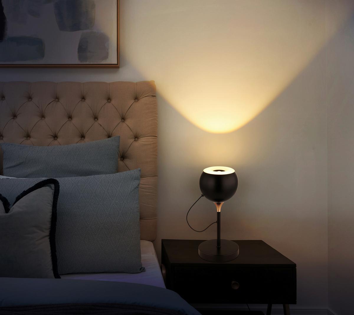 Led Stolna Svjetiljka Donovan - bijela/crni krom, Design, metal/plastika (13/28,5cm) - Globo