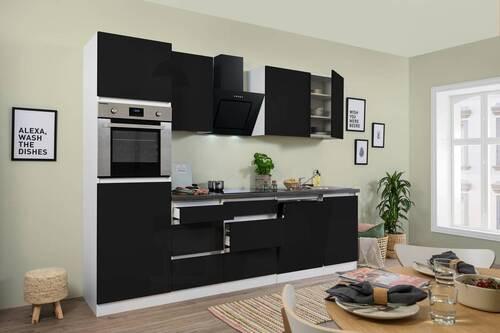 Küchenblock  Premium Weiß B: ca. 280 cm - Schwarz/Braun, MODERN, Holzwerkstoff (280cm) - Respekta