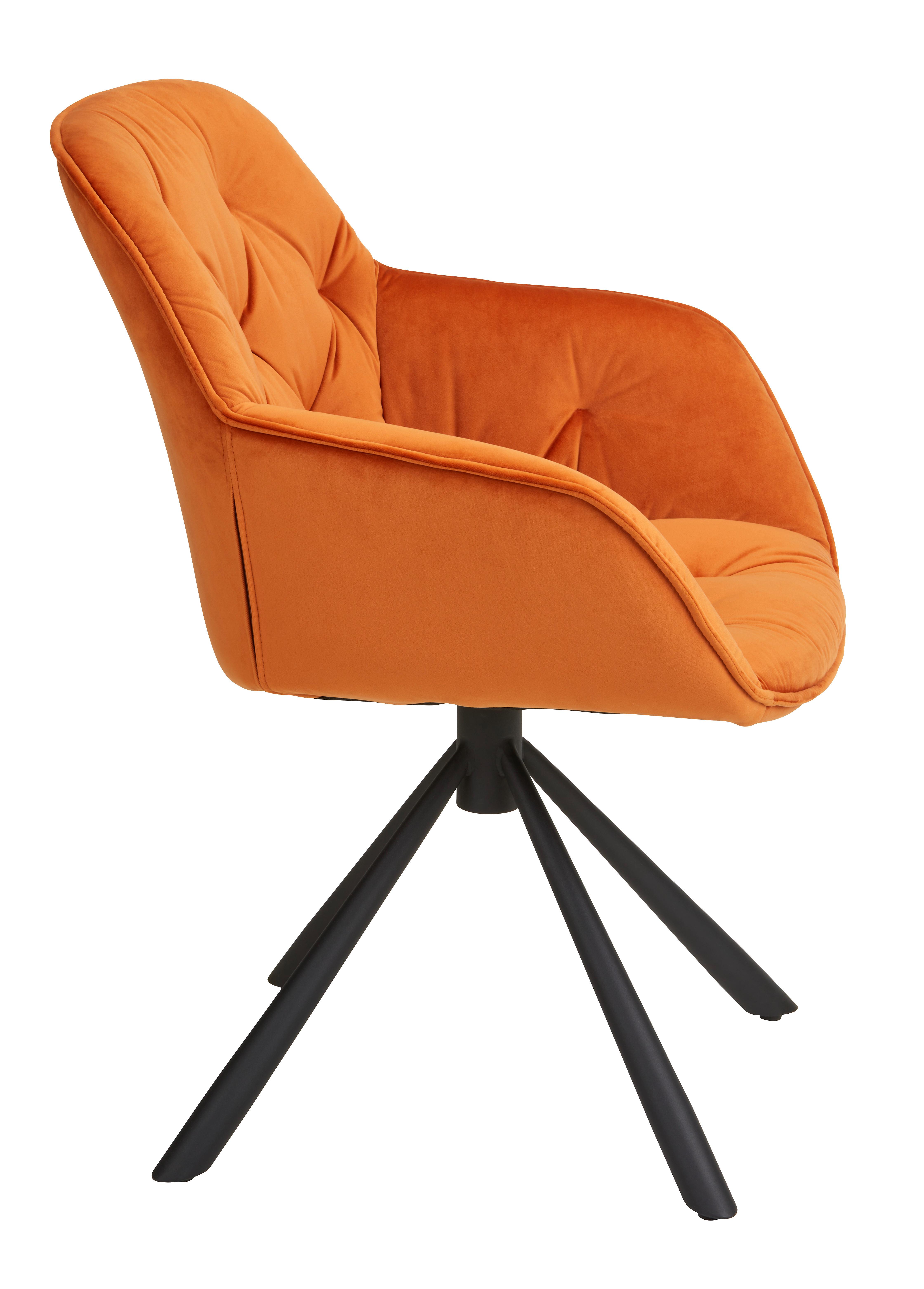 Armlehnstuhl in Orange - Schwarz/Orange, LIFESTYLE, Textil/Metall (63/86/66cm) - Based