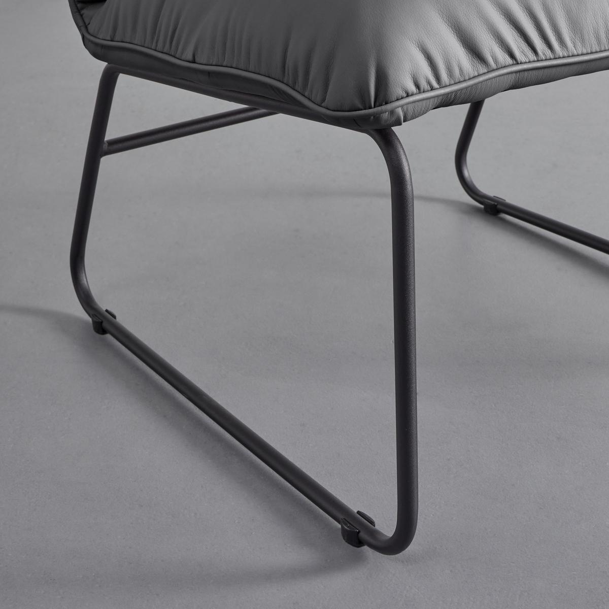 Relaxsessel Eleina Grau Lederlook - Schwarz/Grau, MODERN, Textil/Metall (71/82/70cm) - Bessagi Home