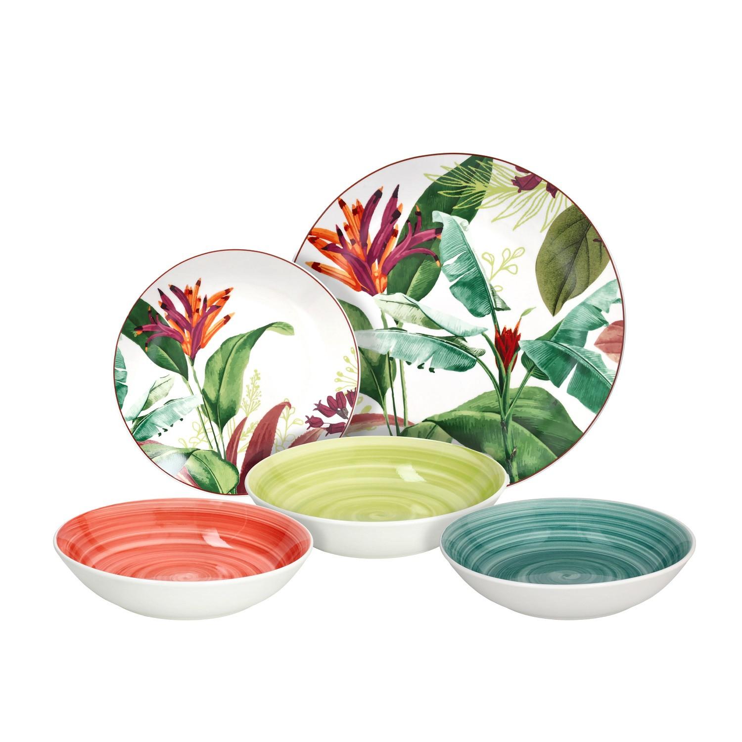 Étkészlet Madison Tropicalia - színes, kerámia (36,5/28,5/21cm) - Tognana