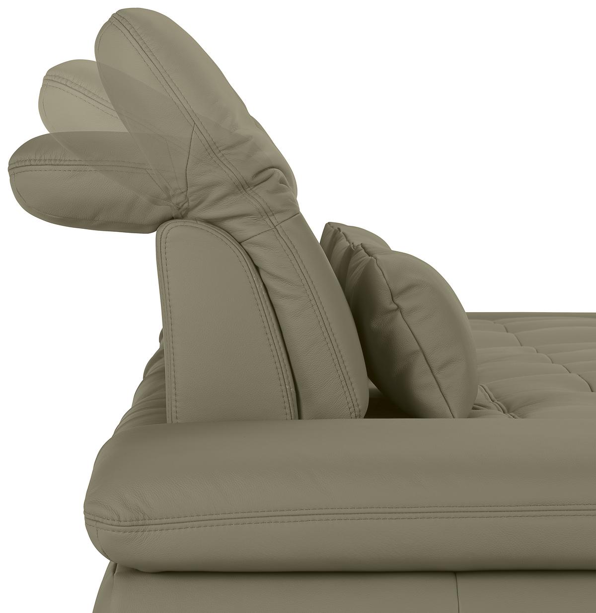 Wohnlandschaft Sanfino Leder Grau - Chromfarben/Grau, KONVENTIONELL, Leder/Metall (305/79-96/199cm) - Premium Living