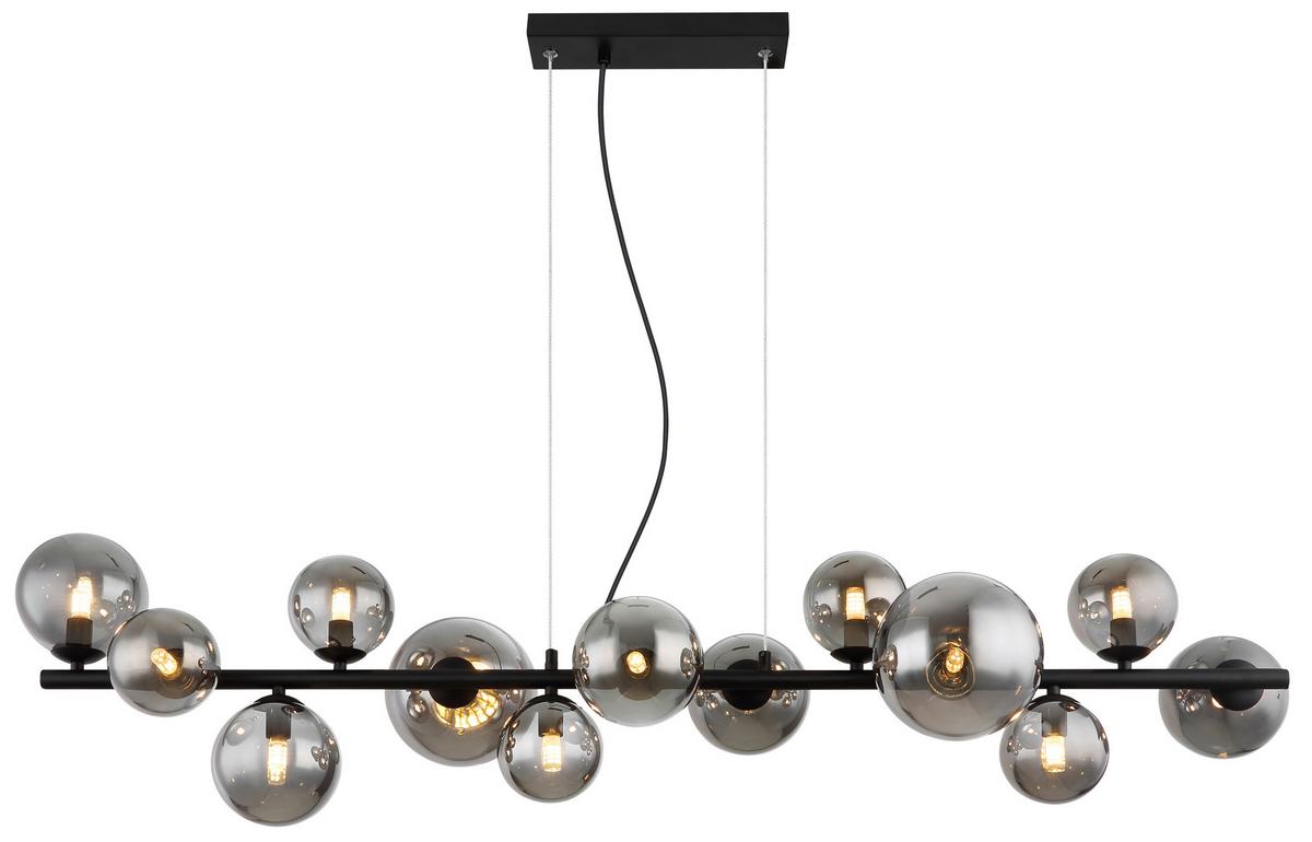 LED-Hängeleuchte Riha Schwarz max. 3,5 Watt - Transparent/Schwarz, Design, Glas/Kunststoff (120/34,5/120cm) - Globo