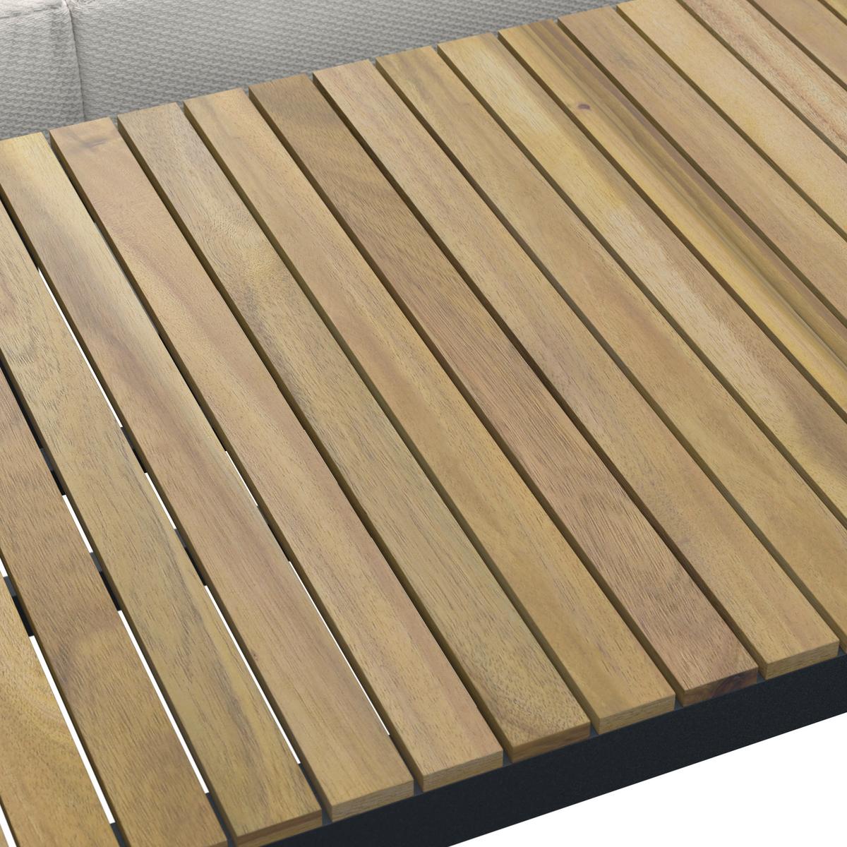 Loungegarnitur Marla Creme Holz/Outdoorstoff/Metall - Creme/Schwarz, MODERN, Holz/Textil - Bessagi Garden