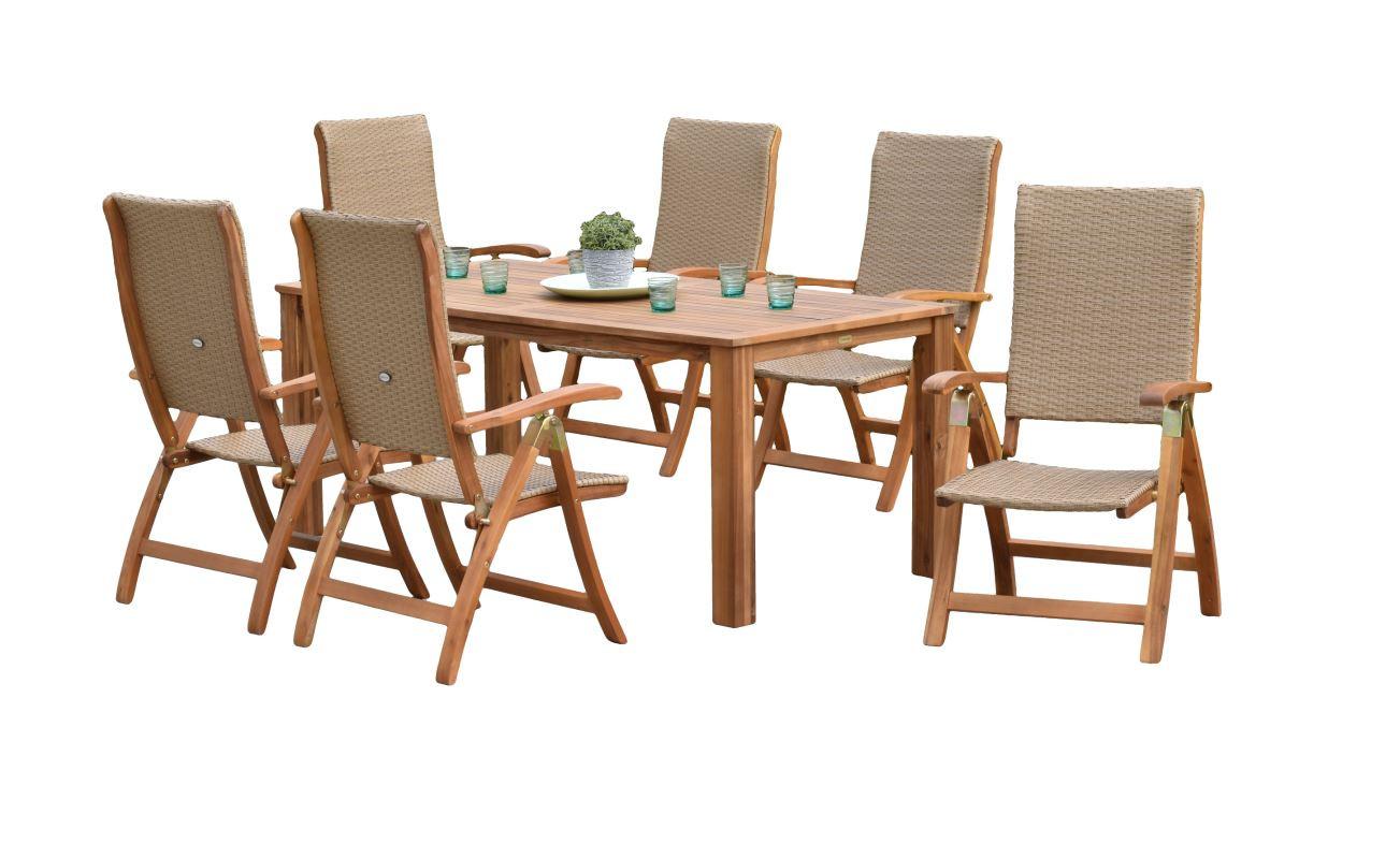 Vrtni Set Capri, 7-Delno, Masivno - naravne barve, Moderno, umetna masa/les - Gardenson