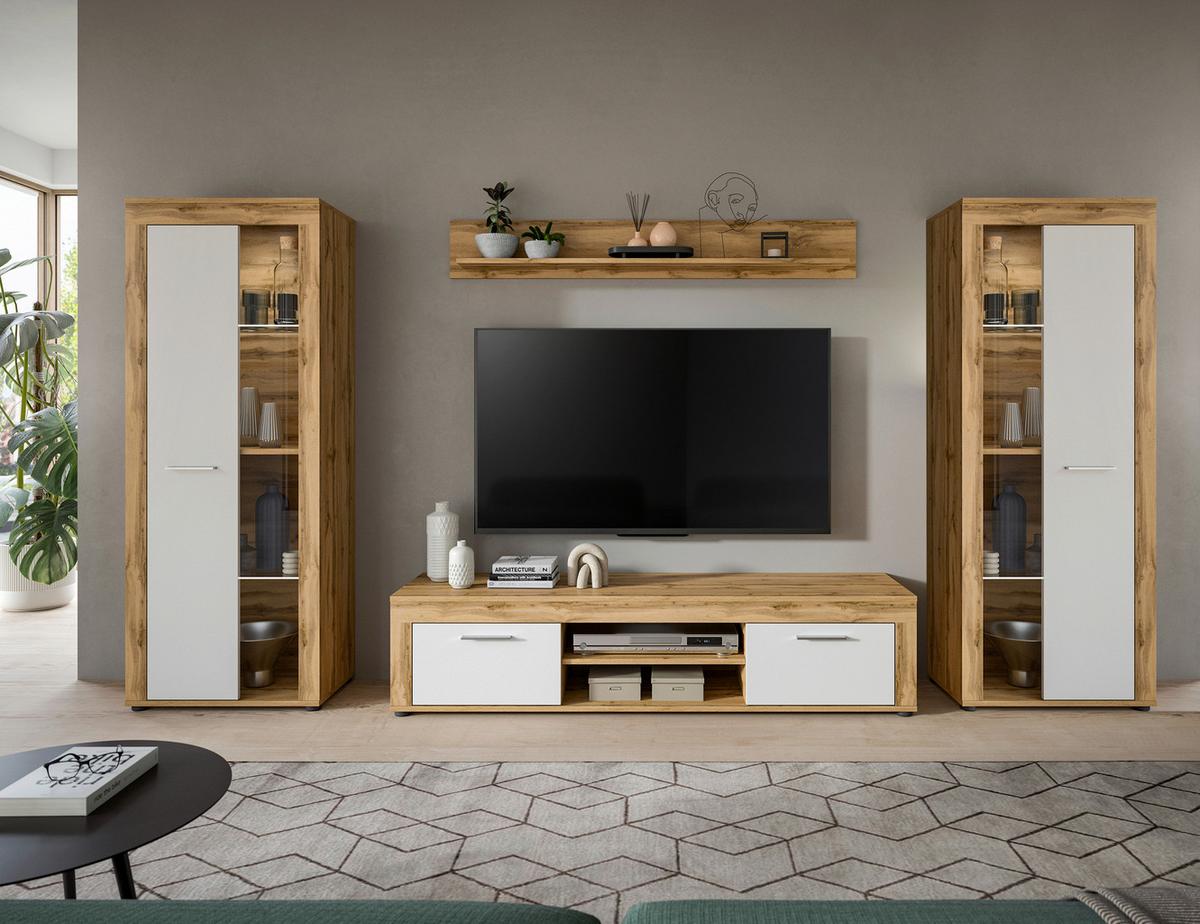 ANSAMBLU MOBILIER CAMERA DE Z JAM - stejar Wotan, Design, sticlă/material pe bază de lemn (310/159/35cm) - Modern Living