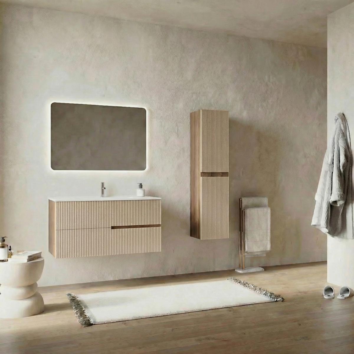 Bază pentru lavoar Eva - nucă/crem, Modern, material pe bază de lemn (100/51/46cm)