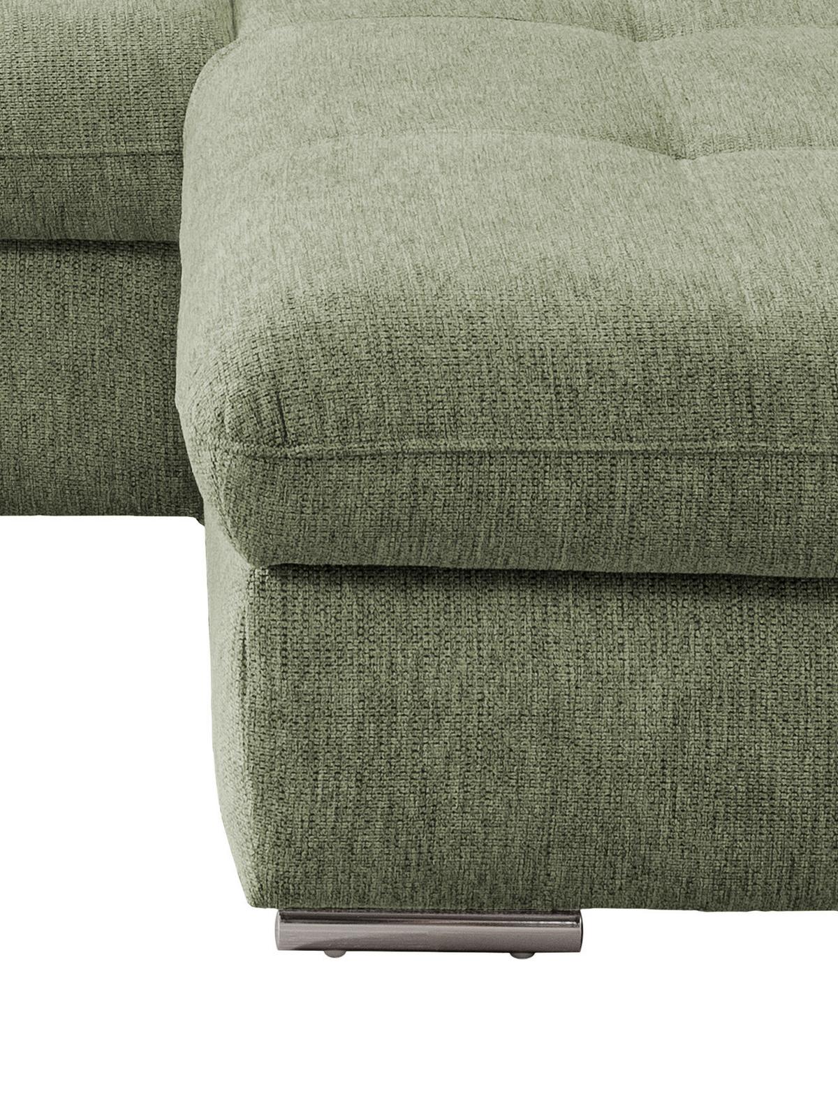 Wohnlandschaft Dalida Grün Chenille - Chromfarben/Grün, Design, Textil/Metall (300/196cm) - Livetastic