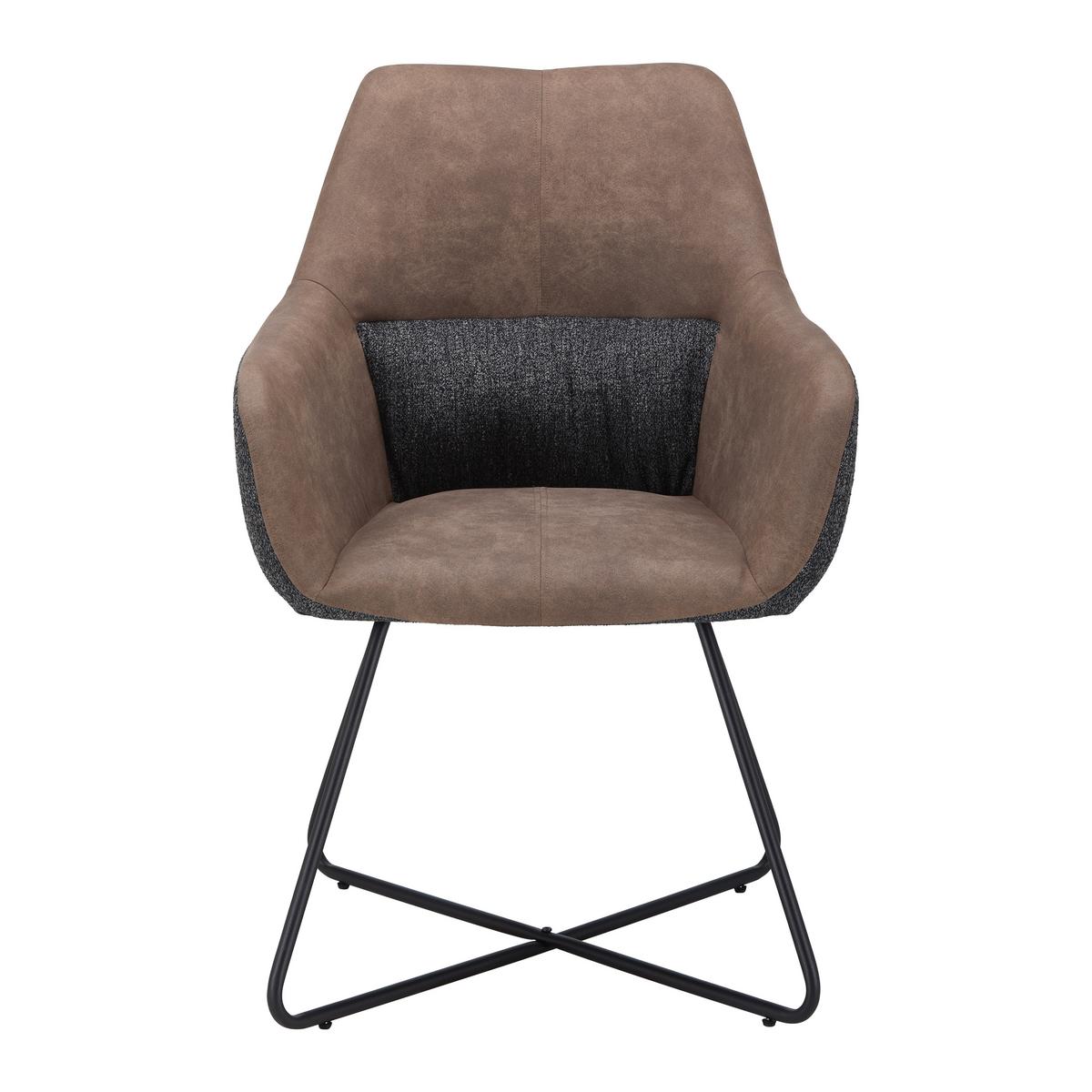 Naslanjač Liya, Siva, Rjava - svetlo rjava/temno siva, Moderno, kovina/tekstil (63/90/65cm) - Bessagi Home