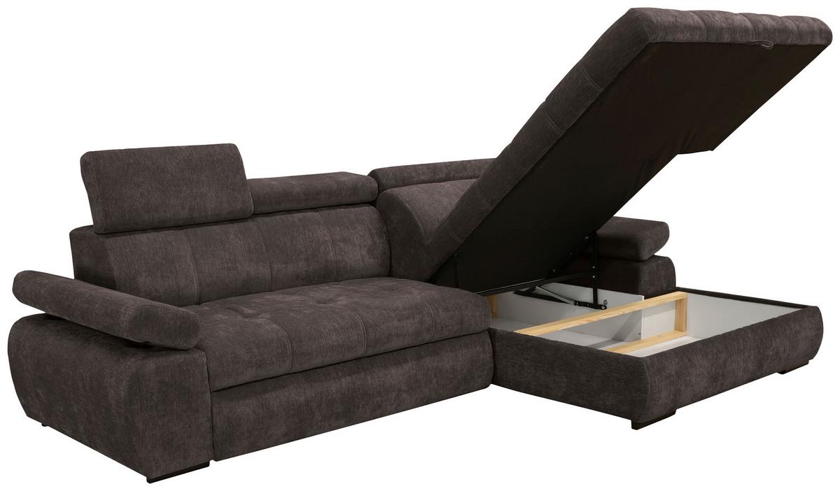 Kutna Garnitura Vegas - tamno smeđa/crna, Design, drvo/tekstil (294/173cm) - Modern Living