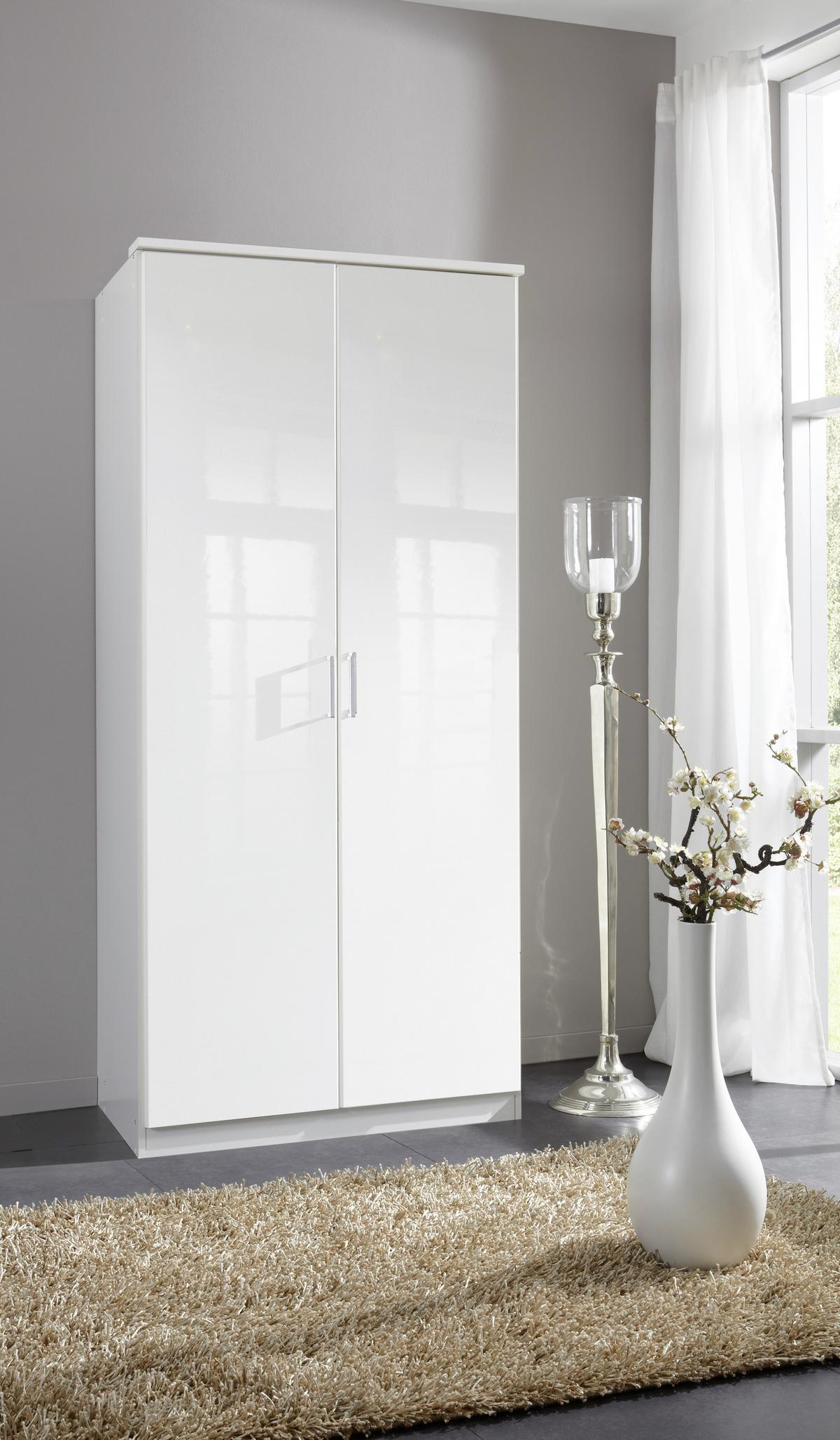 Ormar S Klasičnim Vratima Clack - bijela/bijela visoki sjaj, Basics, drvni materijal (91/199/58cm) - Modern Living