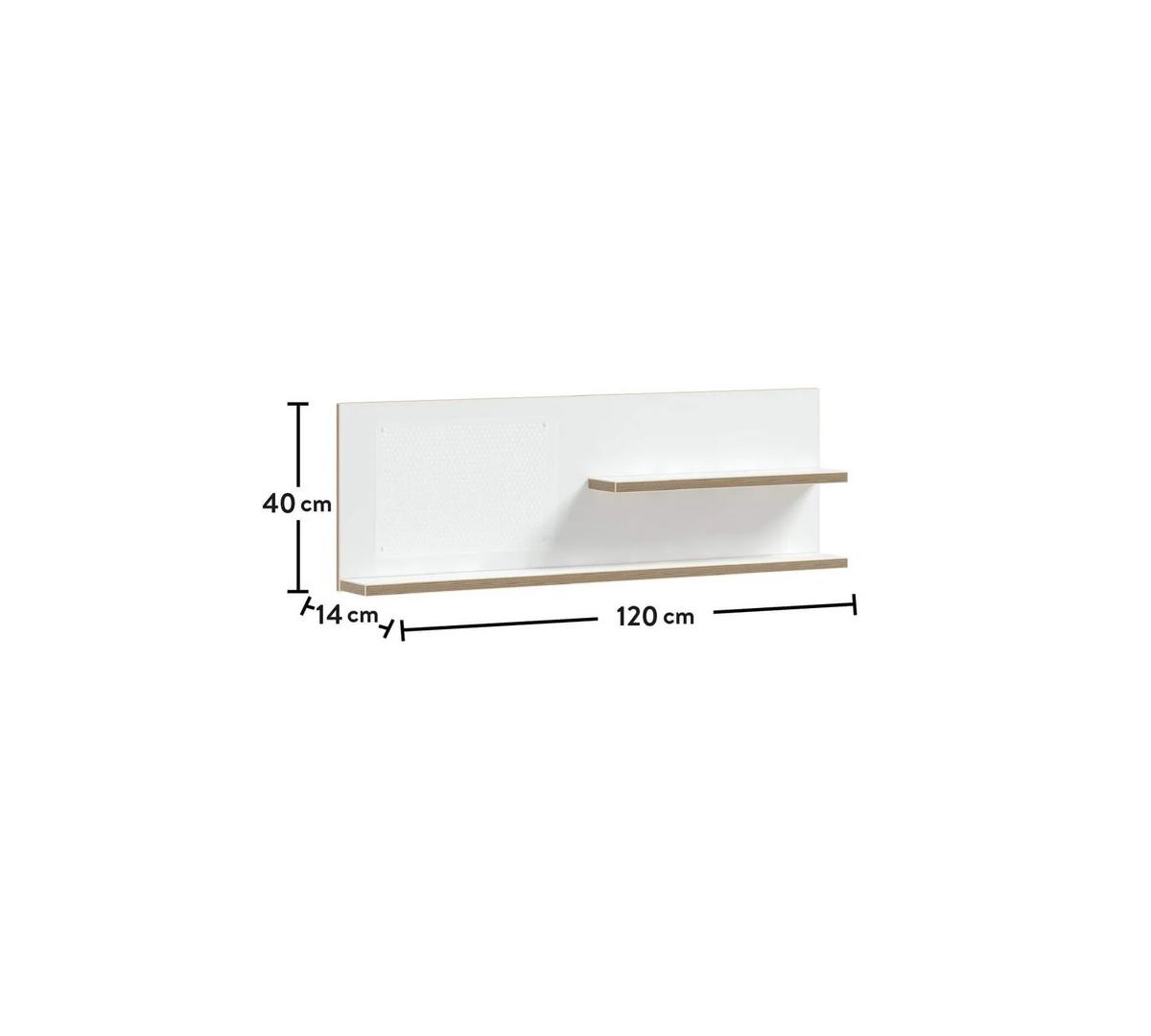 Falipolc Modera - natúr színű/fehér, Modern, műanyag/faalapú anyag (120/40/14cm)