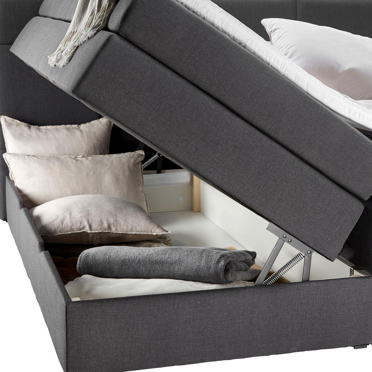 Postelja Boxspring Greta, T. Siva, S Predalom, 180x200 - temno siva, Moderno, umetna masa/tekstil (180/200cm) - Bessagi Home