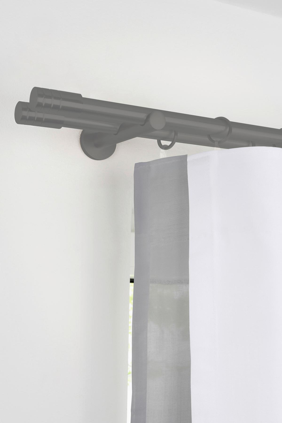 Rundstangengarnitur Rillcube in Dunkelgrau ca. 210cm - Dunkelgrau, Metall (210-400cm) - Premium Living