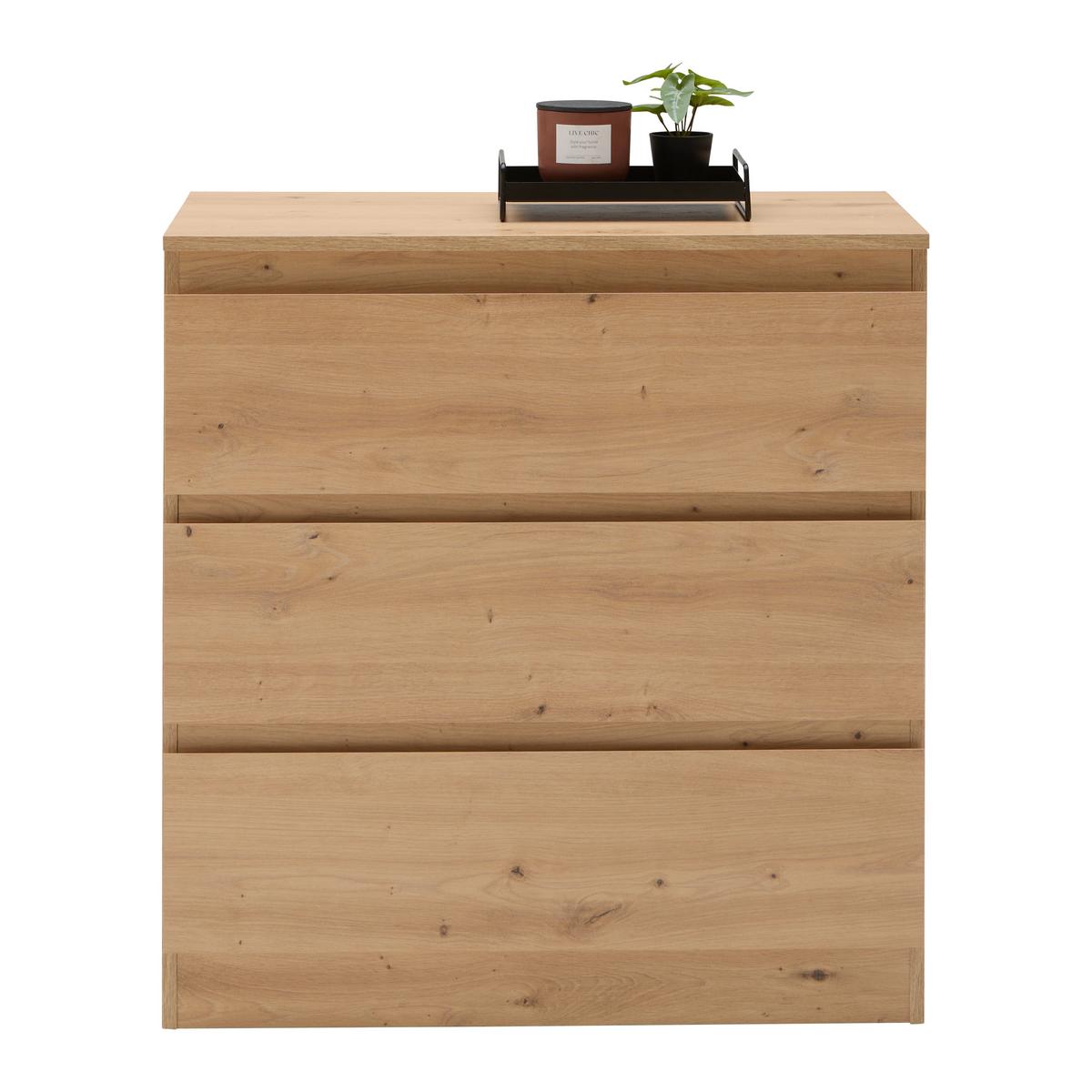 Kommode Mara Eiche Artisan - Silberfarben/Schwarz, KONVENTIONELL, Holzwerkstoff/Kunststoff (77/80/42cm) - Mömax