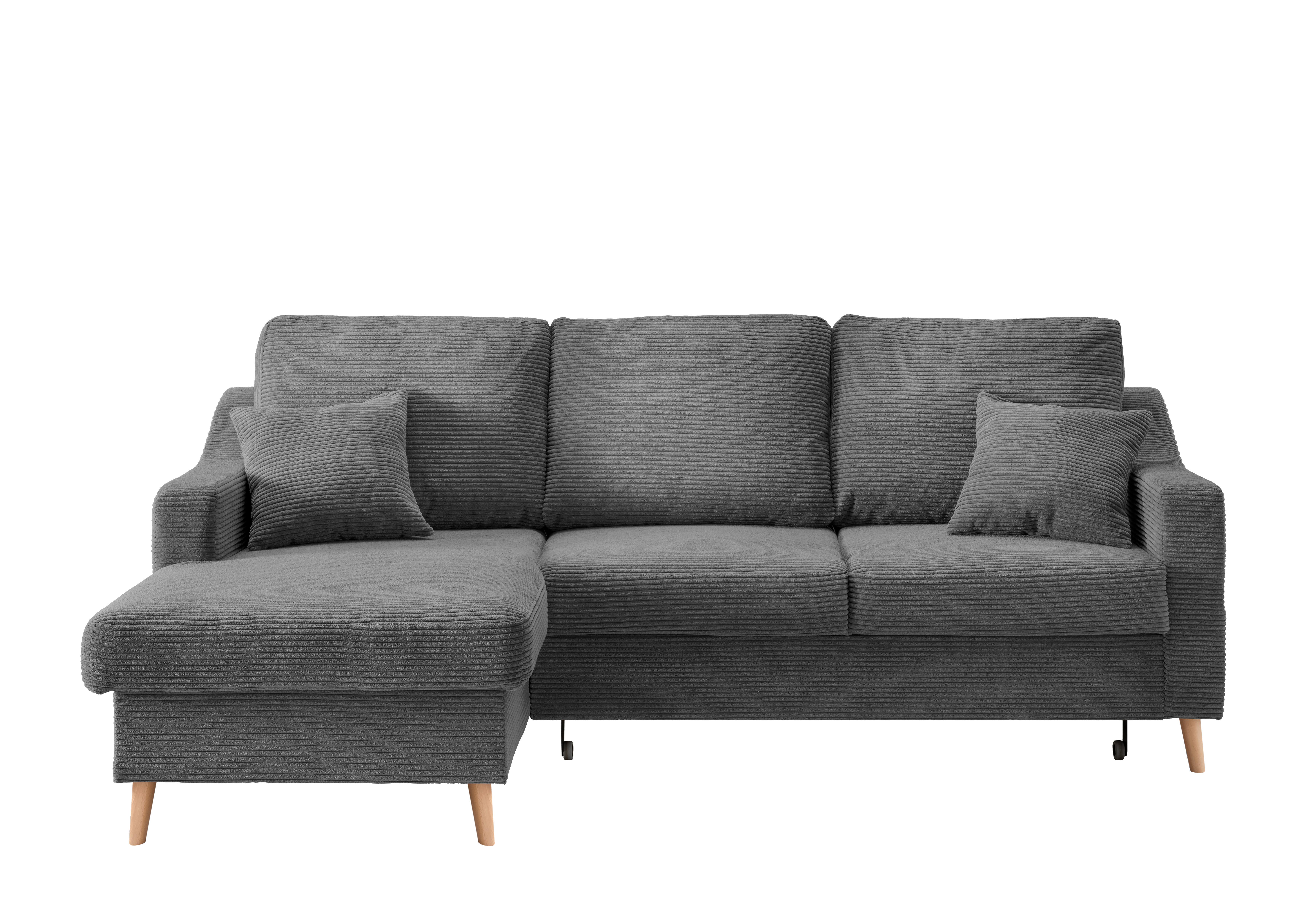 Ecksofa Valentina Grau Cord - Naturfarben/Grau, Design, Holz/Textil (150/228cm) - P & B