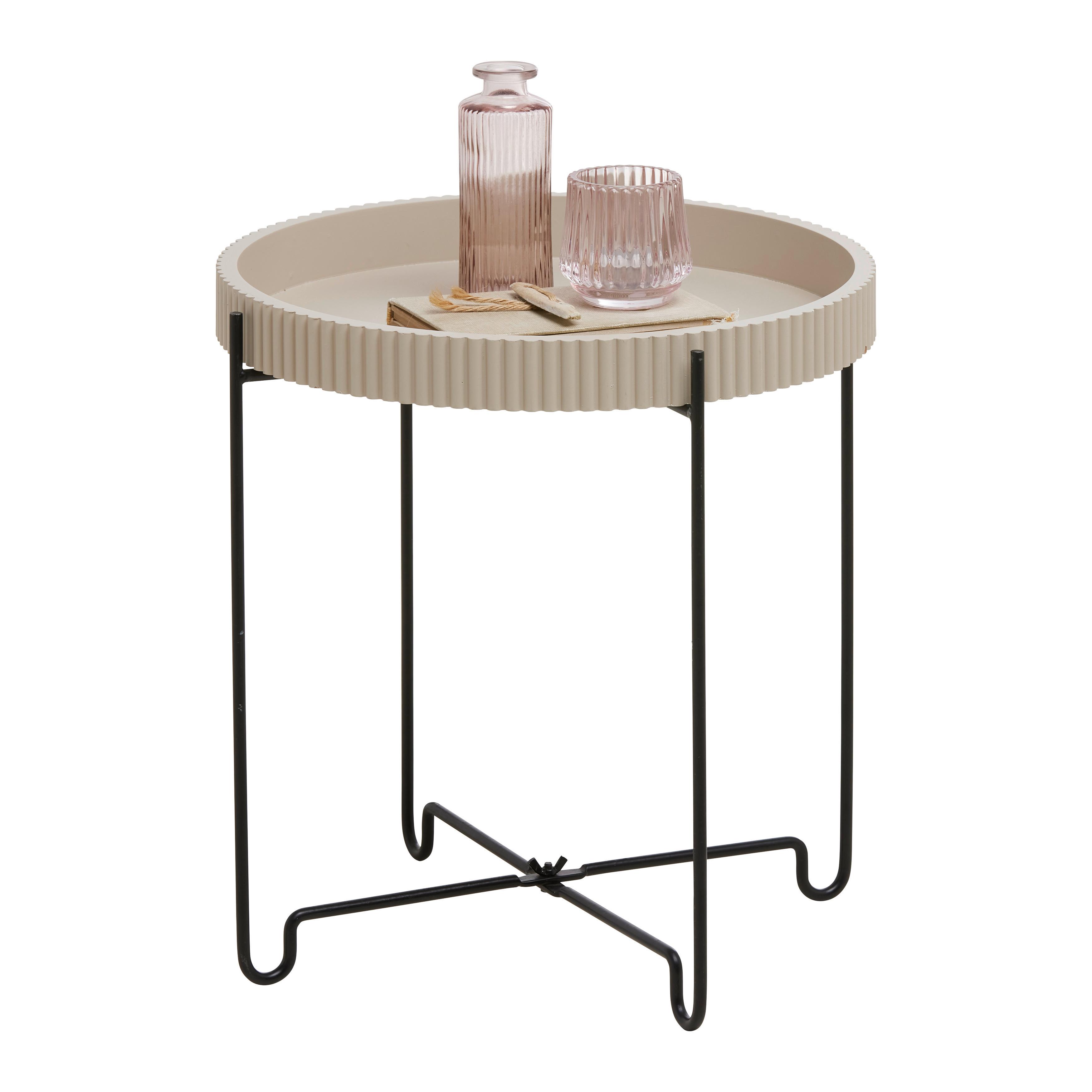 SIDOBORD RONJA -EXKLUSIV- -SB- - sandfärgad/svart, Modern, metall/trämaterial (36,5/36,5/37.5cm) - Mömax