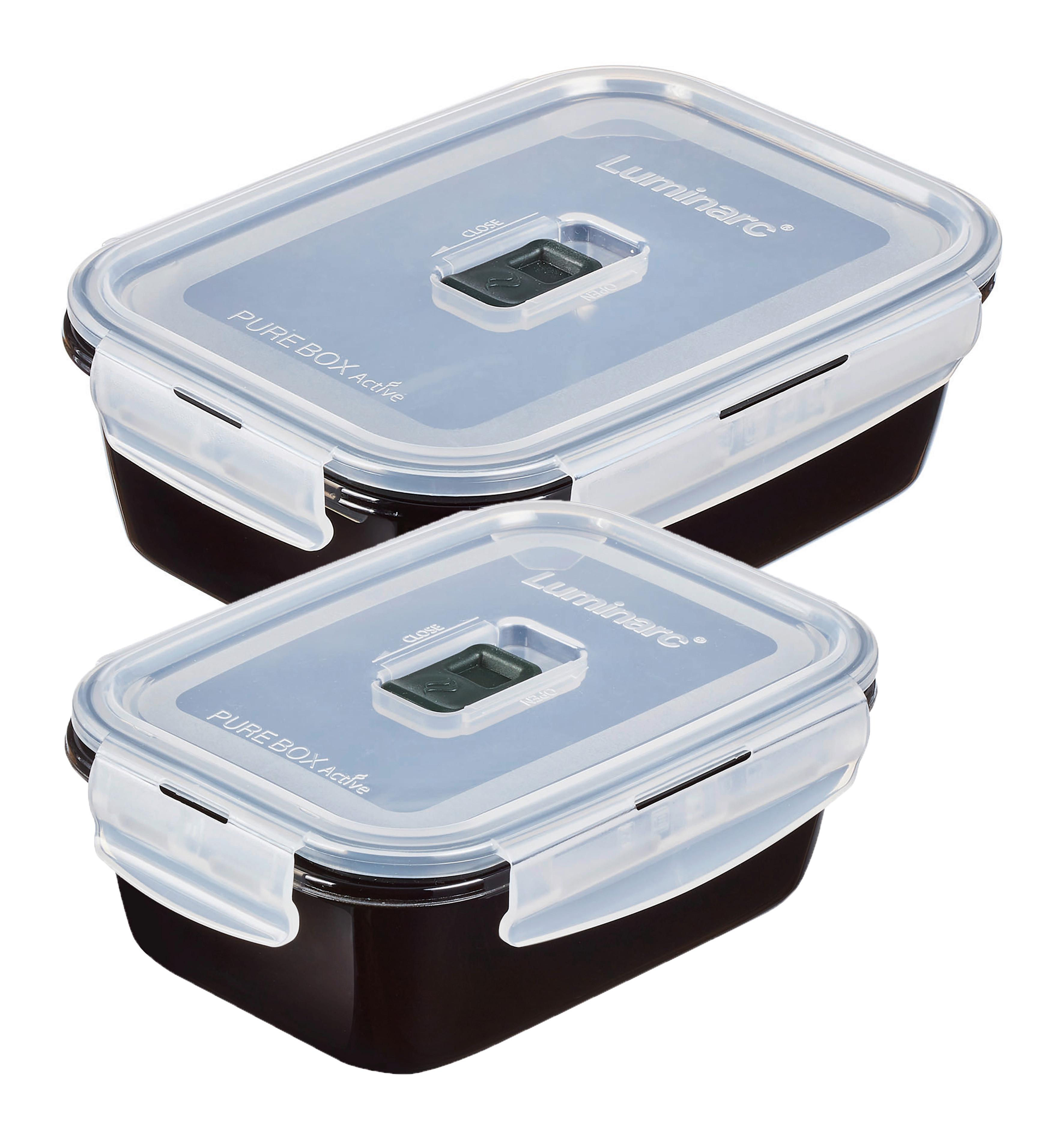 Set Posod Za Shranjevanje Black Box, 2-Delni - črna/prozorno, Basics, steklo - Creatable