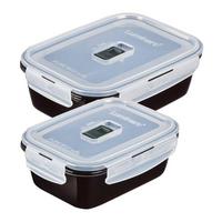 Set Posod Za Shranjevanje Black Box, 2-Delni - črna/prozorno, Basics, steklo - Creatable