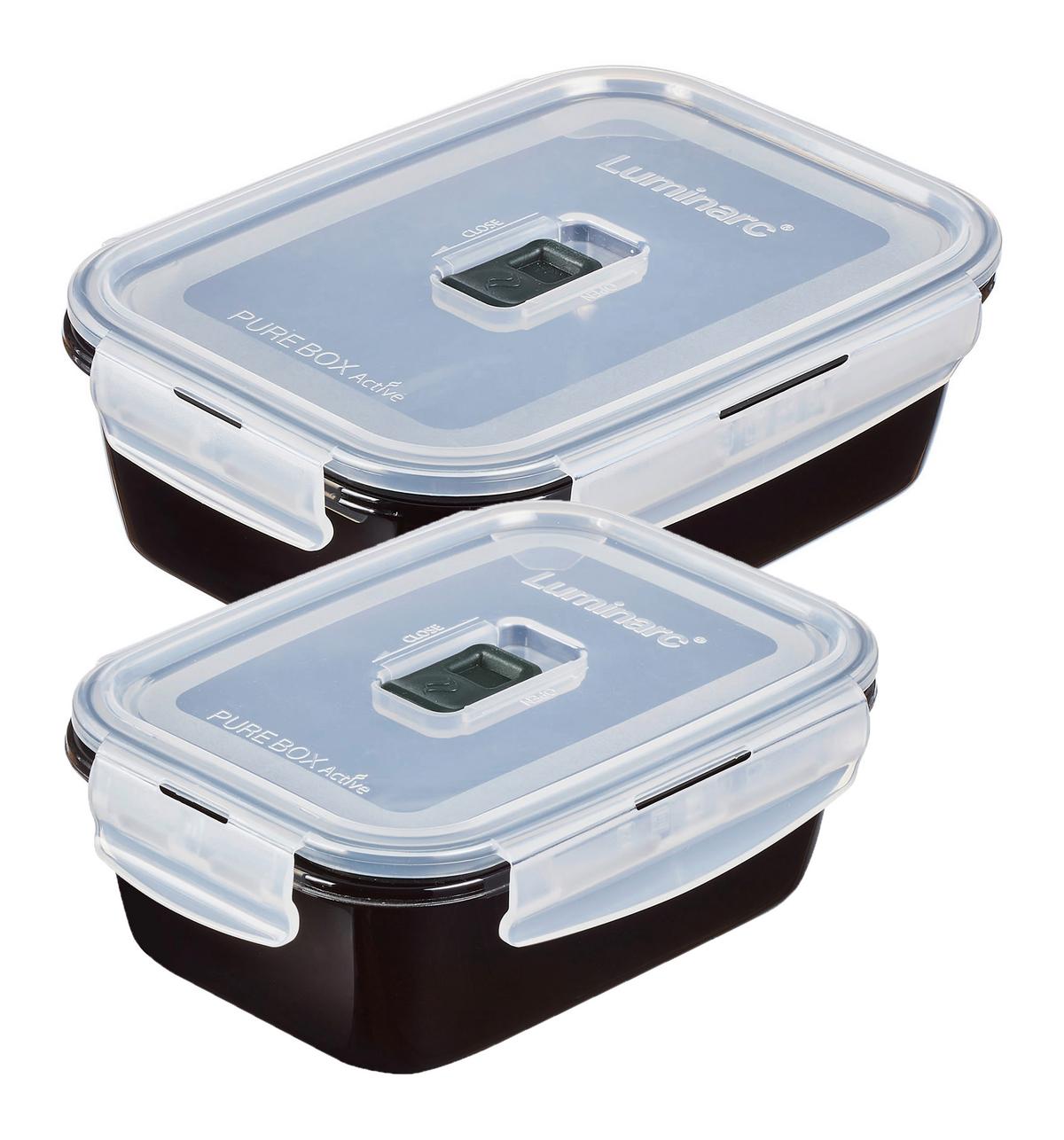 Set Posod Za Shranjevanje Black Box, 2-Delni - črna/prozorno, Basics, steklo - Creatable