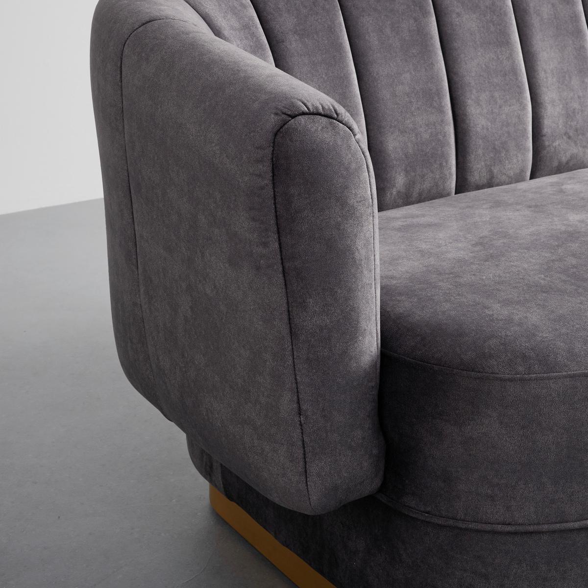 Trosed Anton, Siva, Žamet - zlate barve/siva, Moderno, kovina/tekstil (225/90/85cm) - Bessagi Home