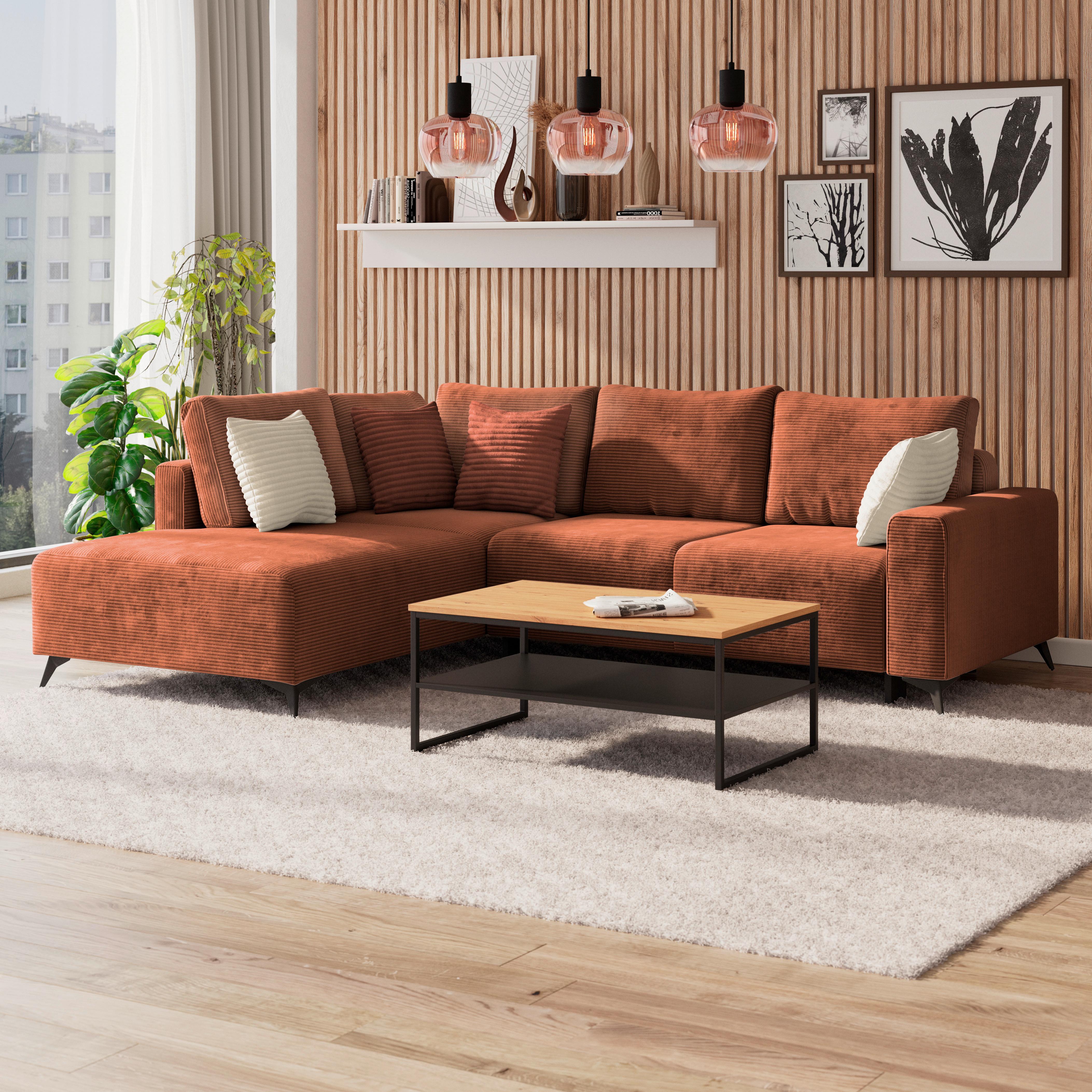 Kutna Garnitura Viktor - bakrenaste boje/crna, Moderno, tekstil/metal (212/270cm)