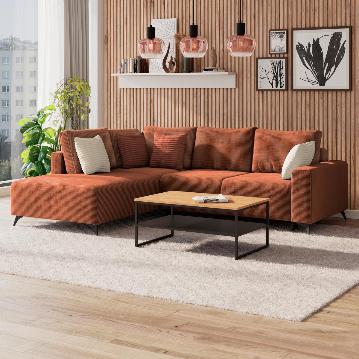 Kutna Garnitura Viktor - bakrenaste boje/crna, Moderno, tekstil/metal (212/270cm)