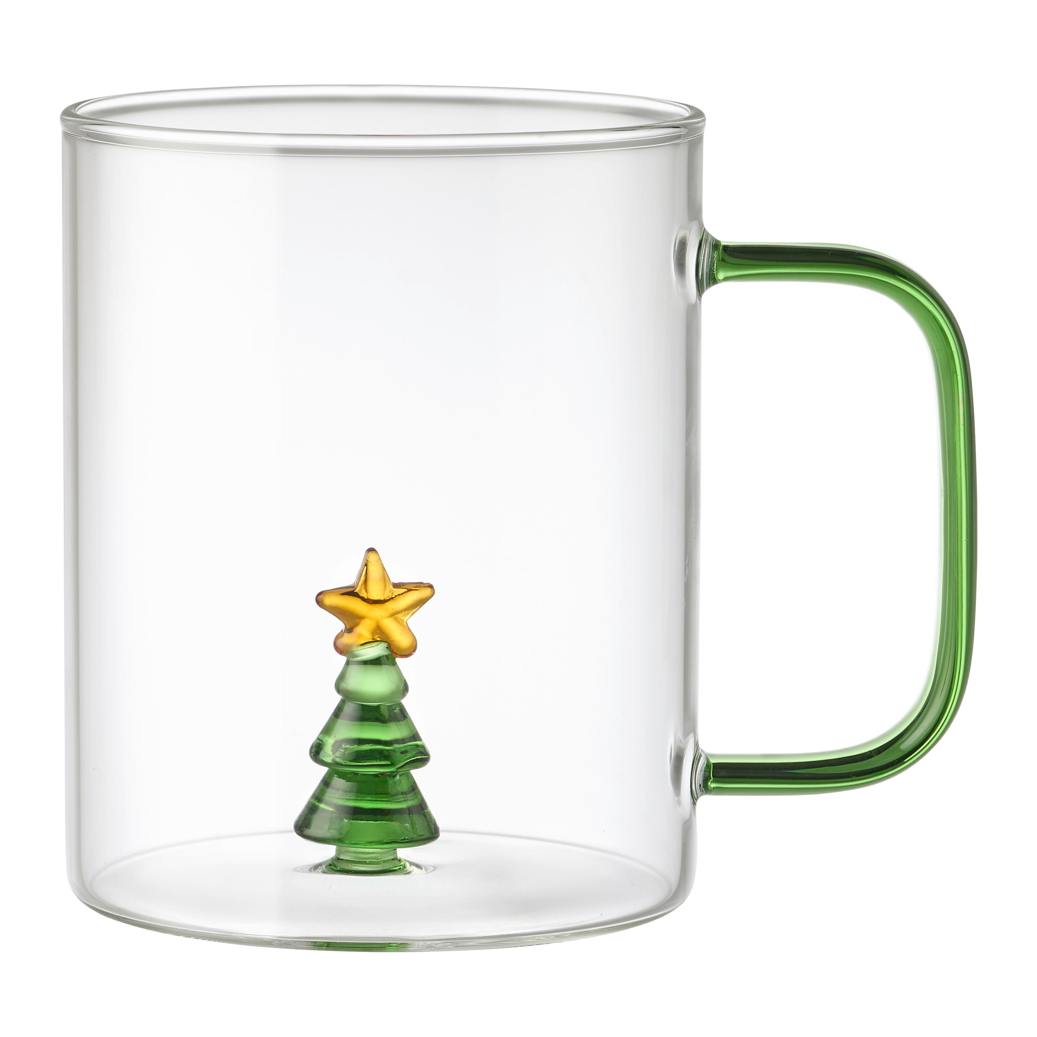 Tasse Christmas Grün/Gelb ca. 360ml - Transparent/Gelb, Glas (8/10cm) - Mömax
