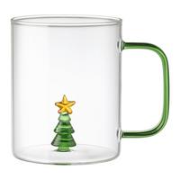 Tasse Christmas Grün/Gelb ca. 360ml - Transparent/Gelb, Glas (8/10cm) - Mömax