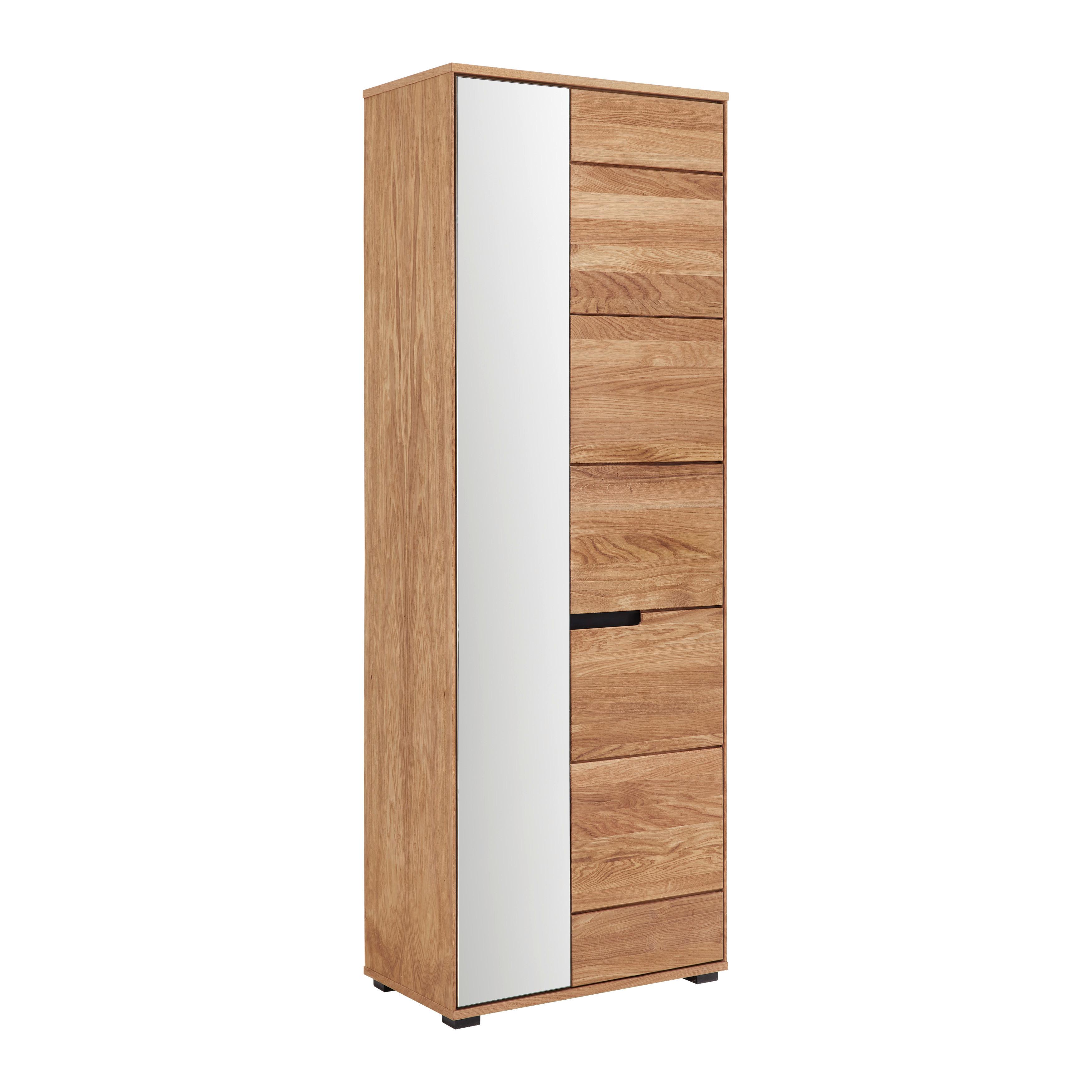 Garderobenschrank Lola in Wildeiche - Wildeiche/Schwarz, Lifestyle, Glas/Naturmaterialien (70/196/40cm) - ecoTree