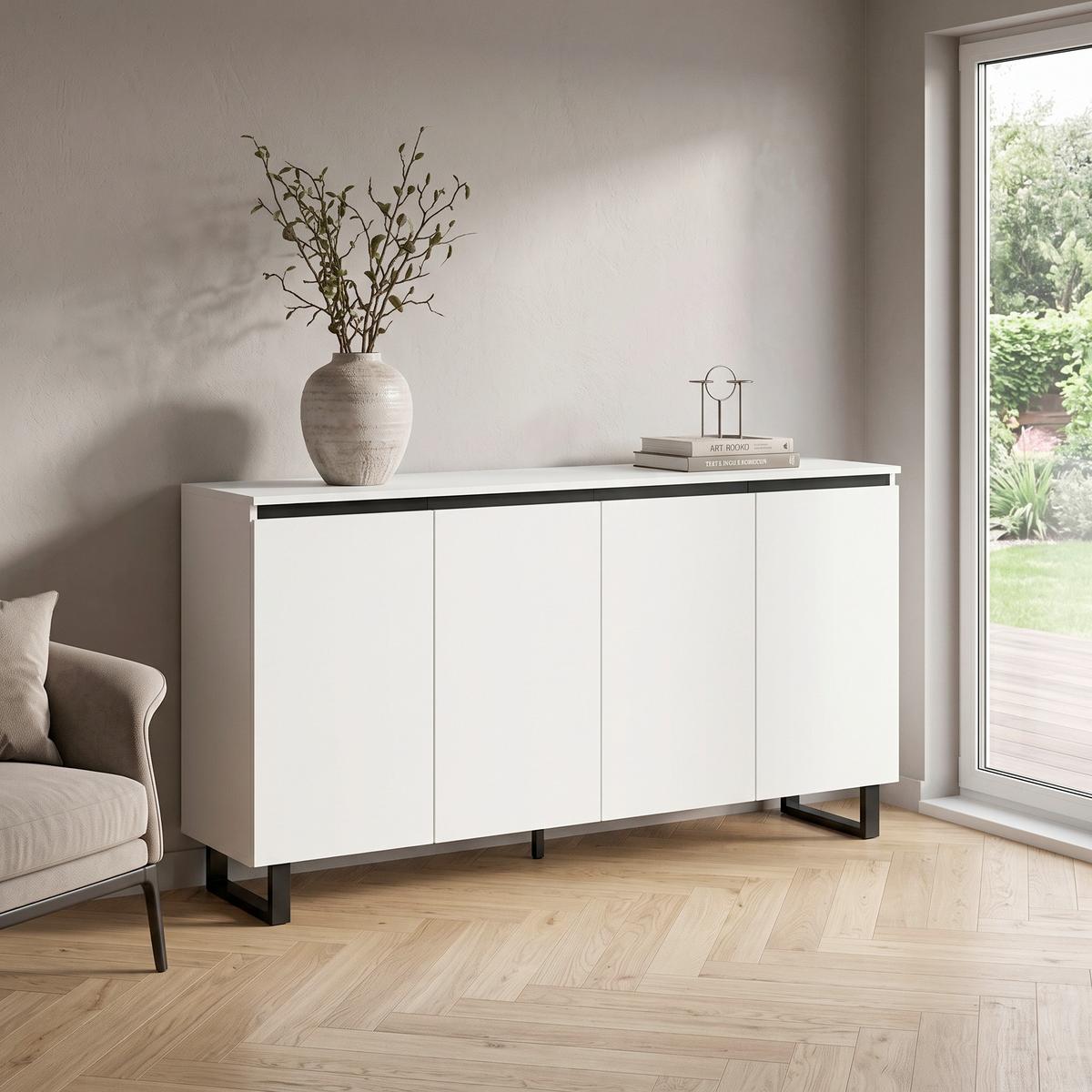 Tálalószekrény Tomasa - fehér, Design, faalapú anyag (160/84/36cm) - Livetastic